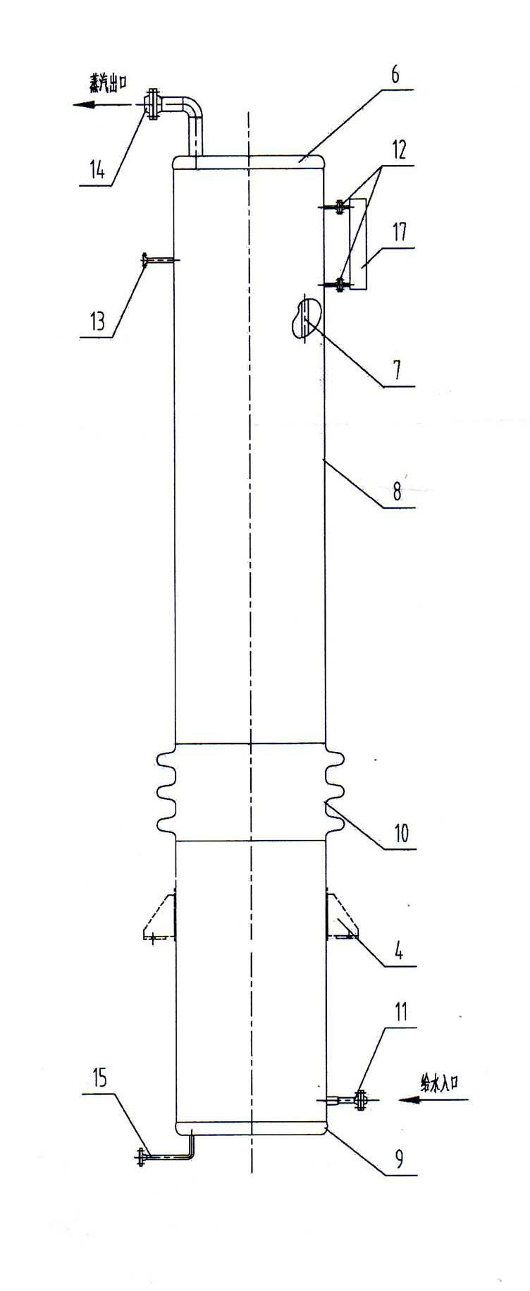 Vertical smoke tube exhaust-heat boiler