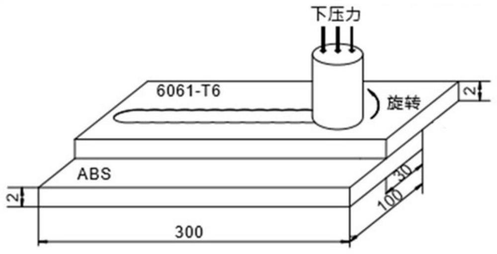 Friction lap welding method for aluminum alloy and ABS material