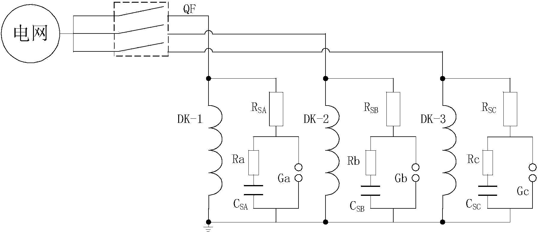 Protective circuit for switching over-voltage protection of dry air reactor