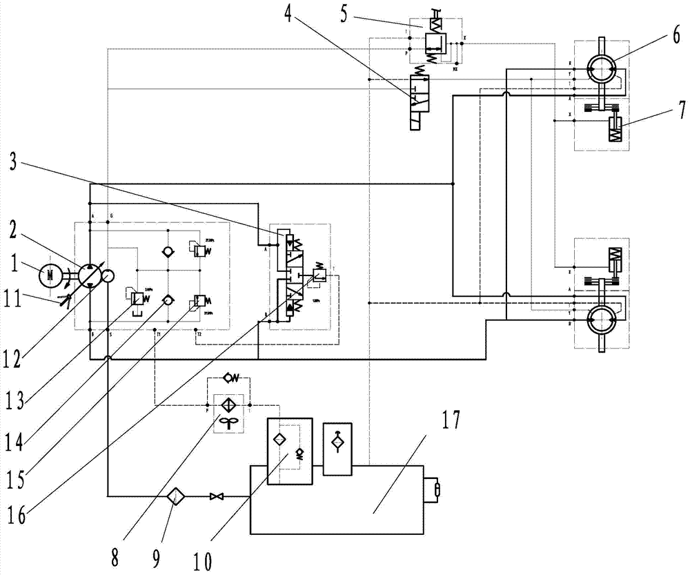 Autonomous-heat-exchange parallel-connection closed type forklift static-pressure drive system