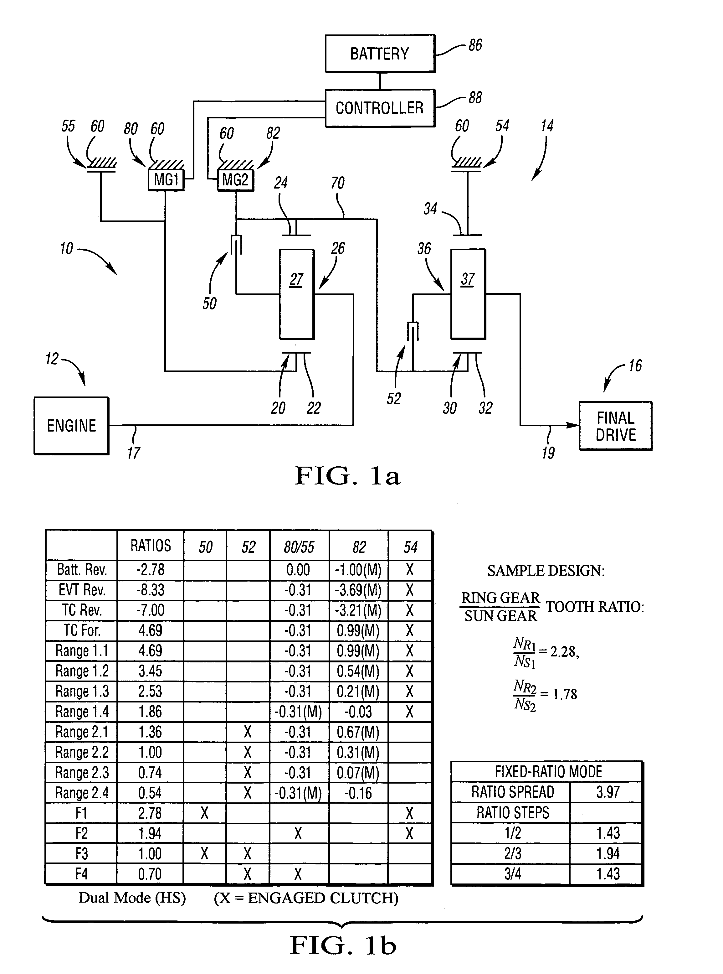 Electrically variable transmission having two planetary gear sets with one fixed interconnection