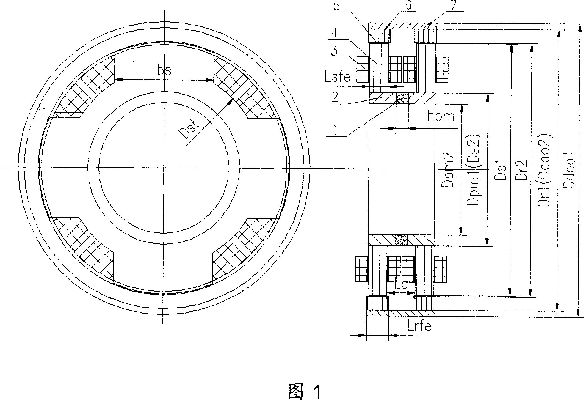Design method for permanent magnet bias outer rotor radial mixed magnetic bearing