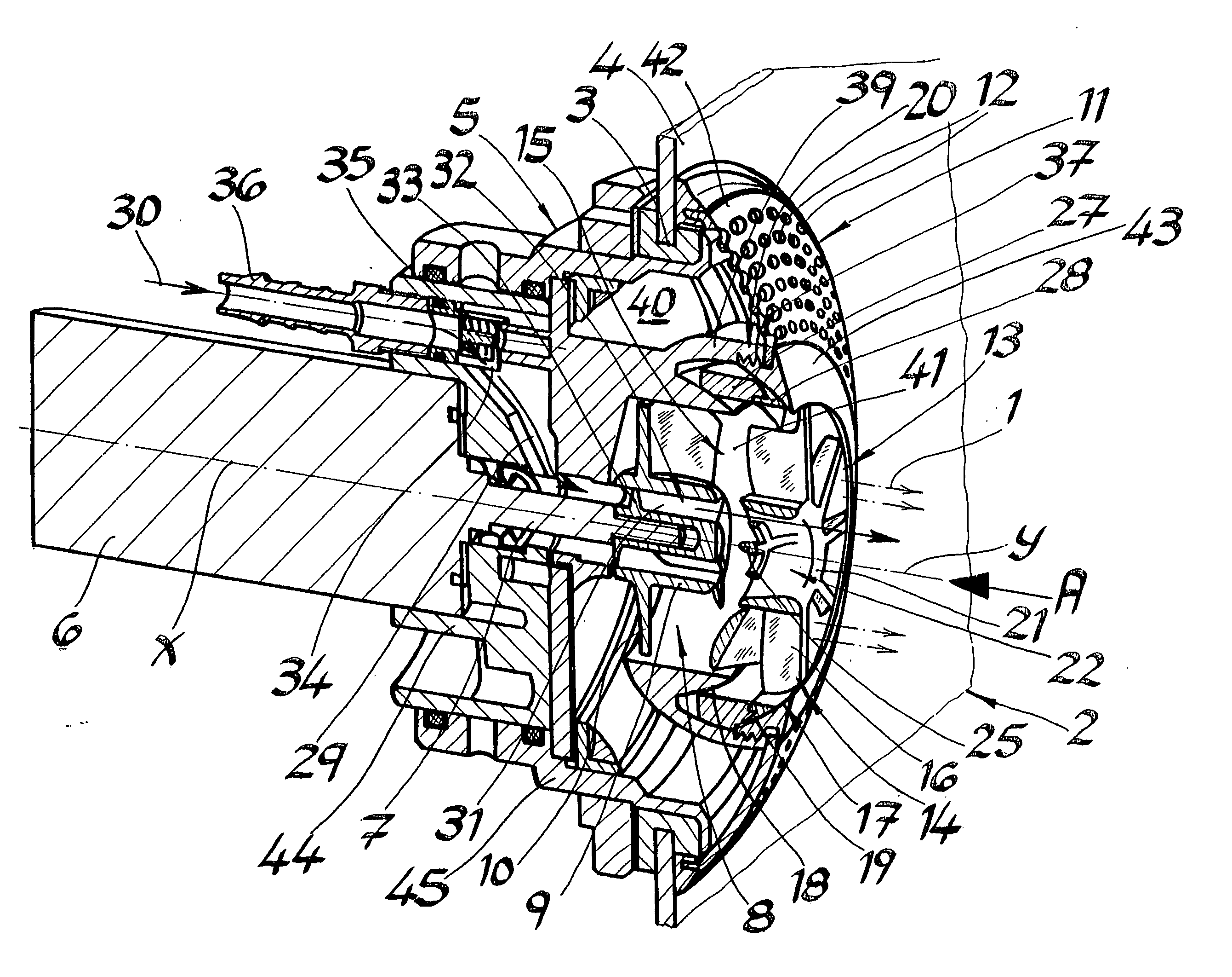 Device for generating a massage stream in a sanitary tub