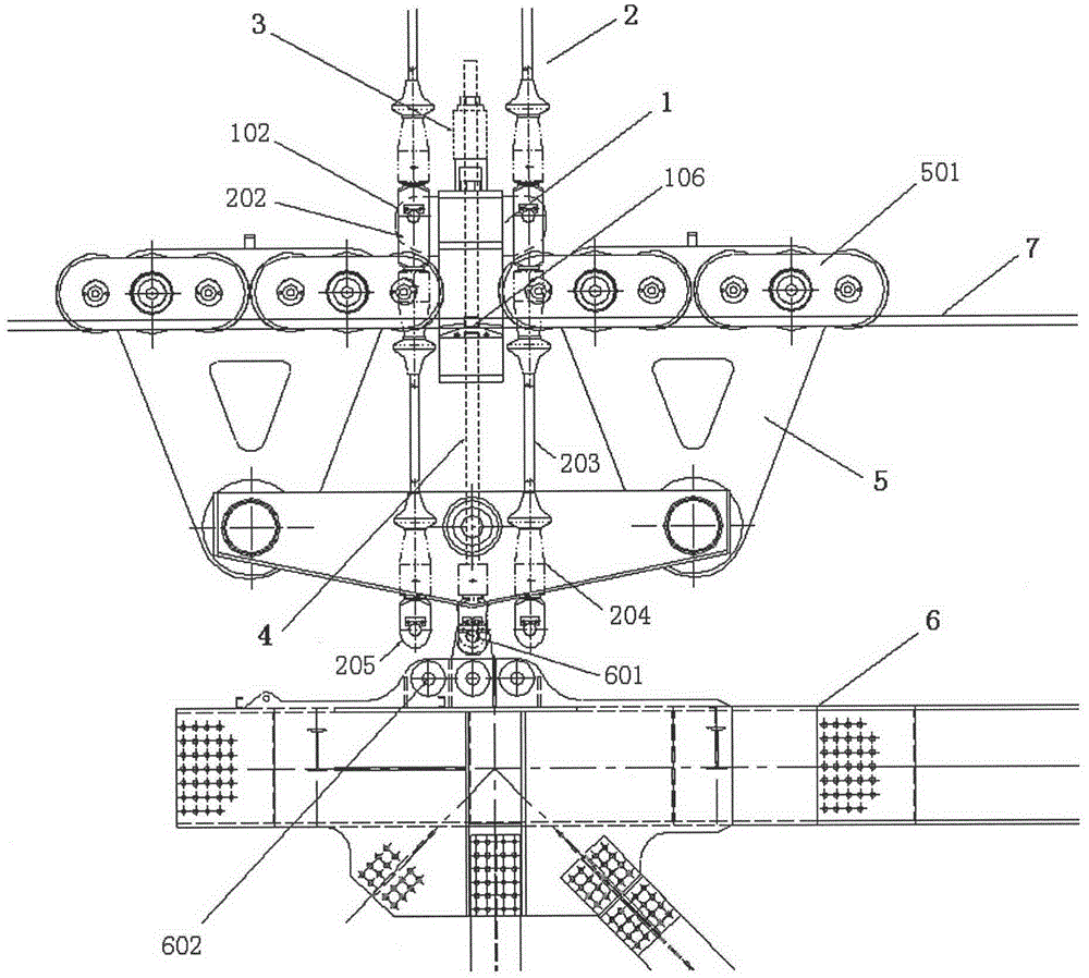 Hook-shaped lifting saddle and supporting structure of rail rope