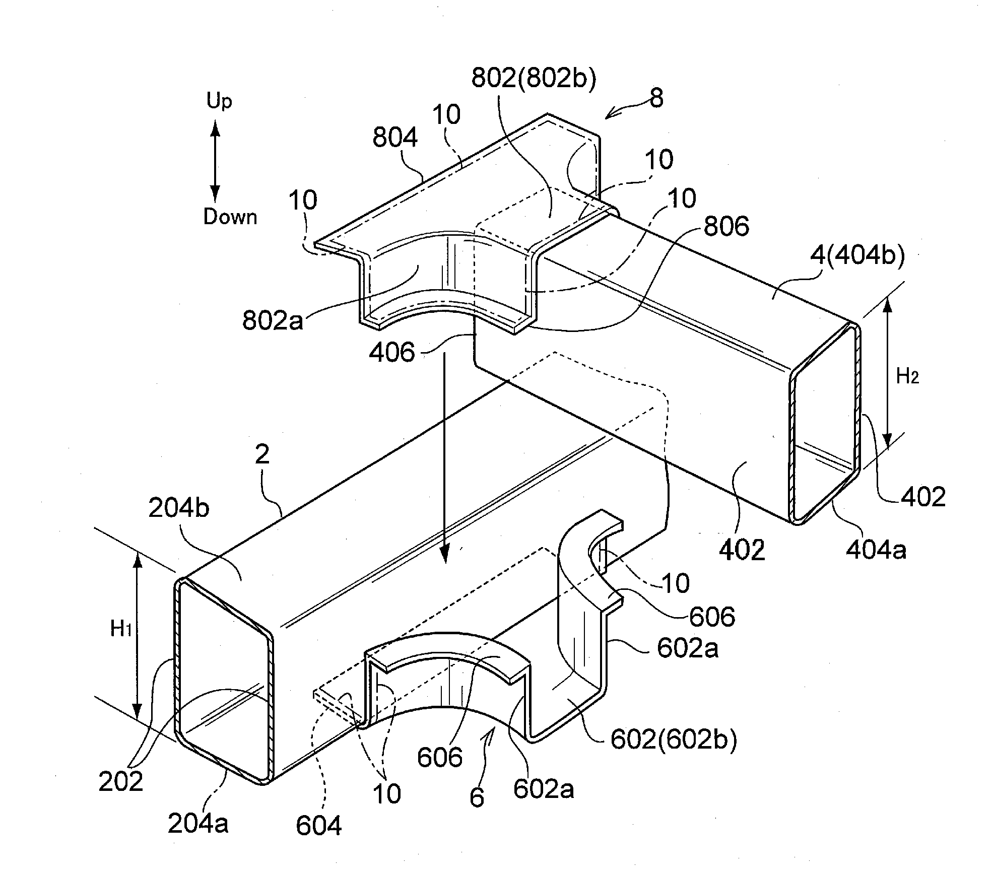 Connection structure and assembly method of tube-shaped frames