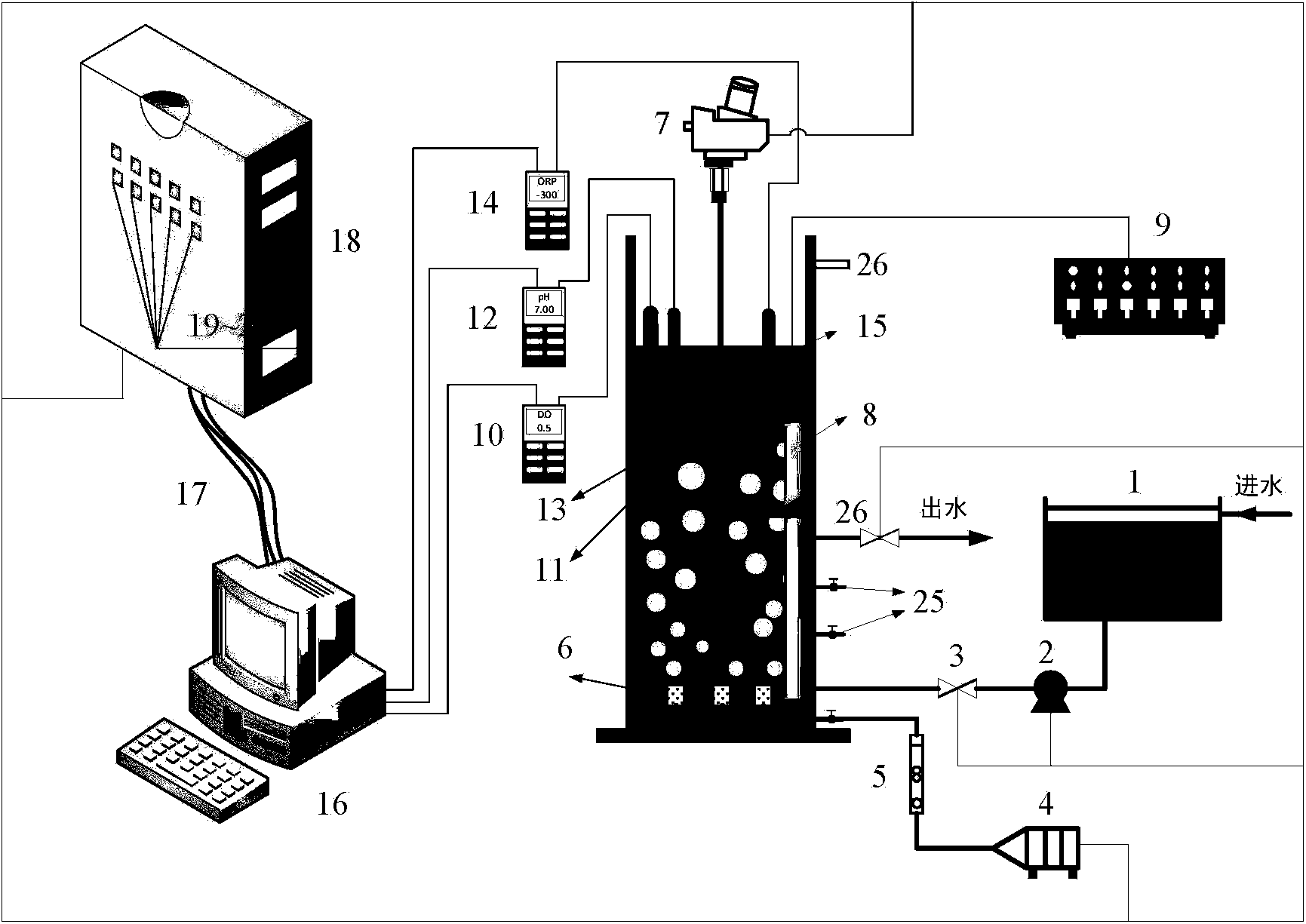 Efficient nitrogen and phosphorus removal device and method for low carbon source municipal sewage