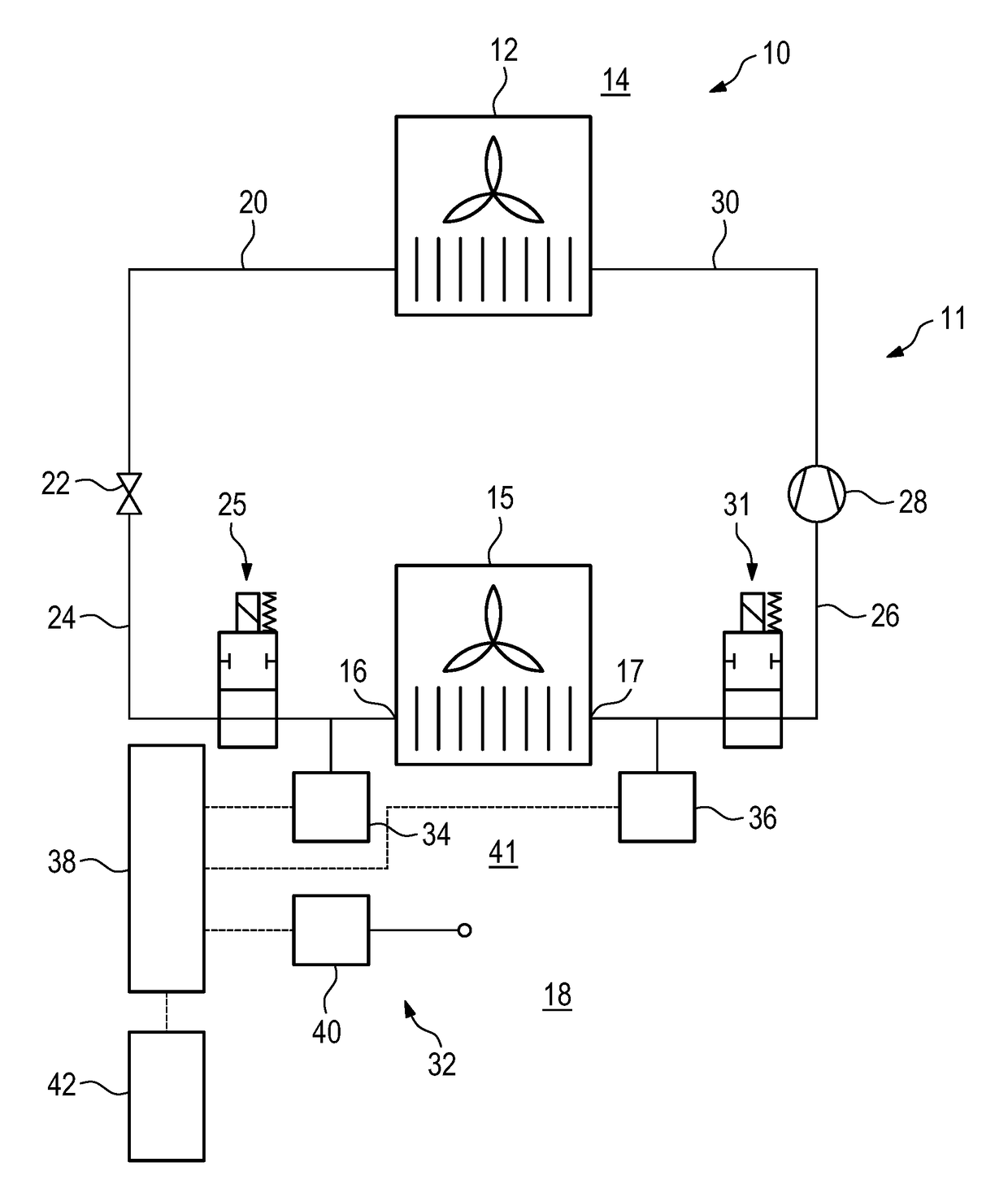Air conditioning system and method for leakage detection in an air conditioning system