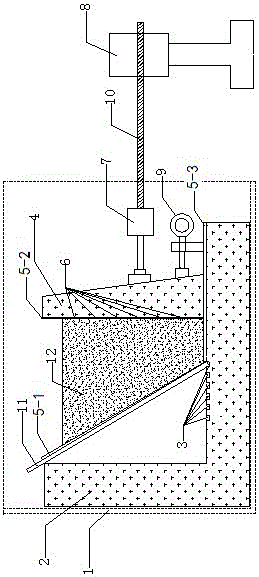 A device capable of real-time measurement of the change in the pressure and displacement of the limited backfill during translation of the retaining wall