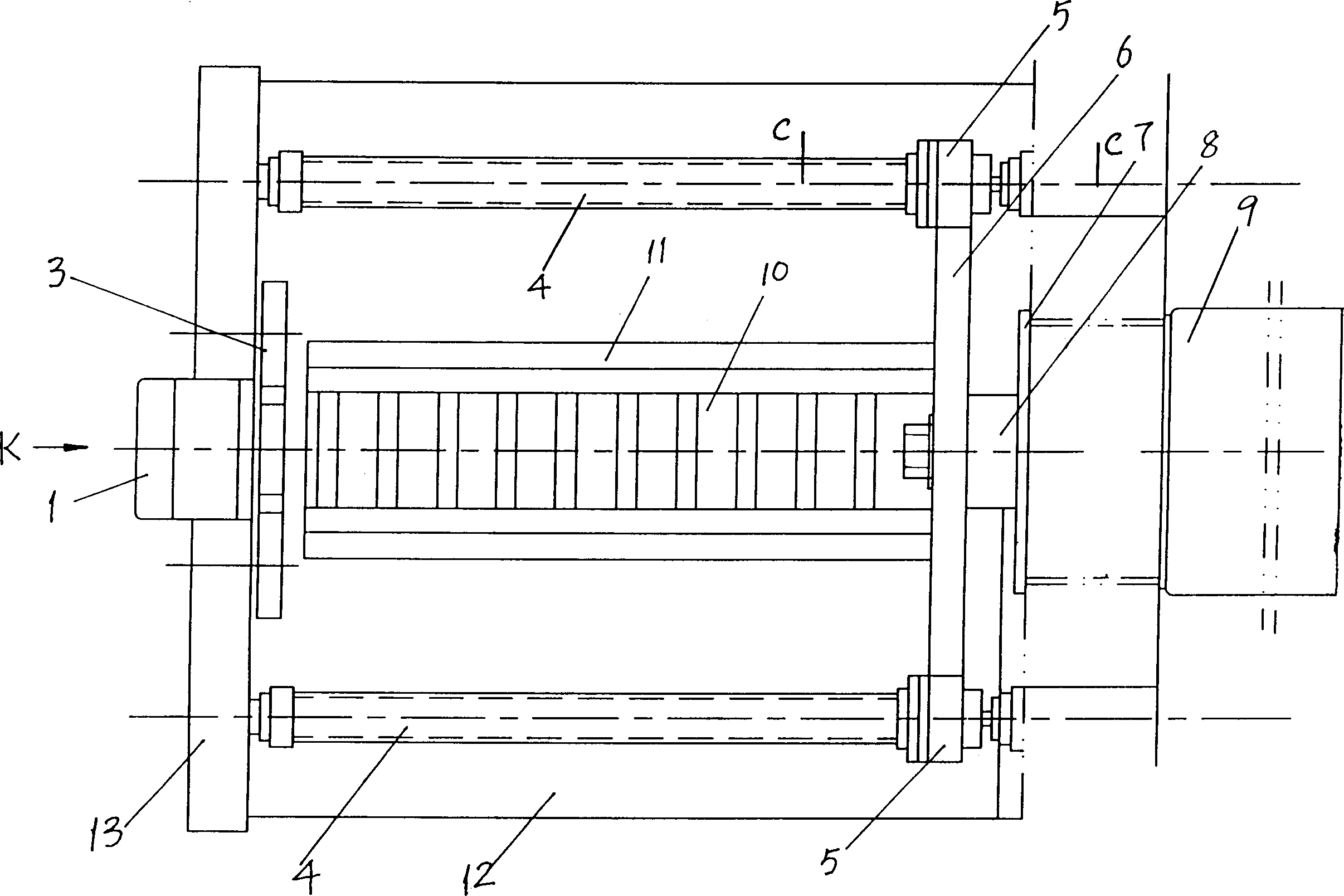Traction system of bending machine with two rollers