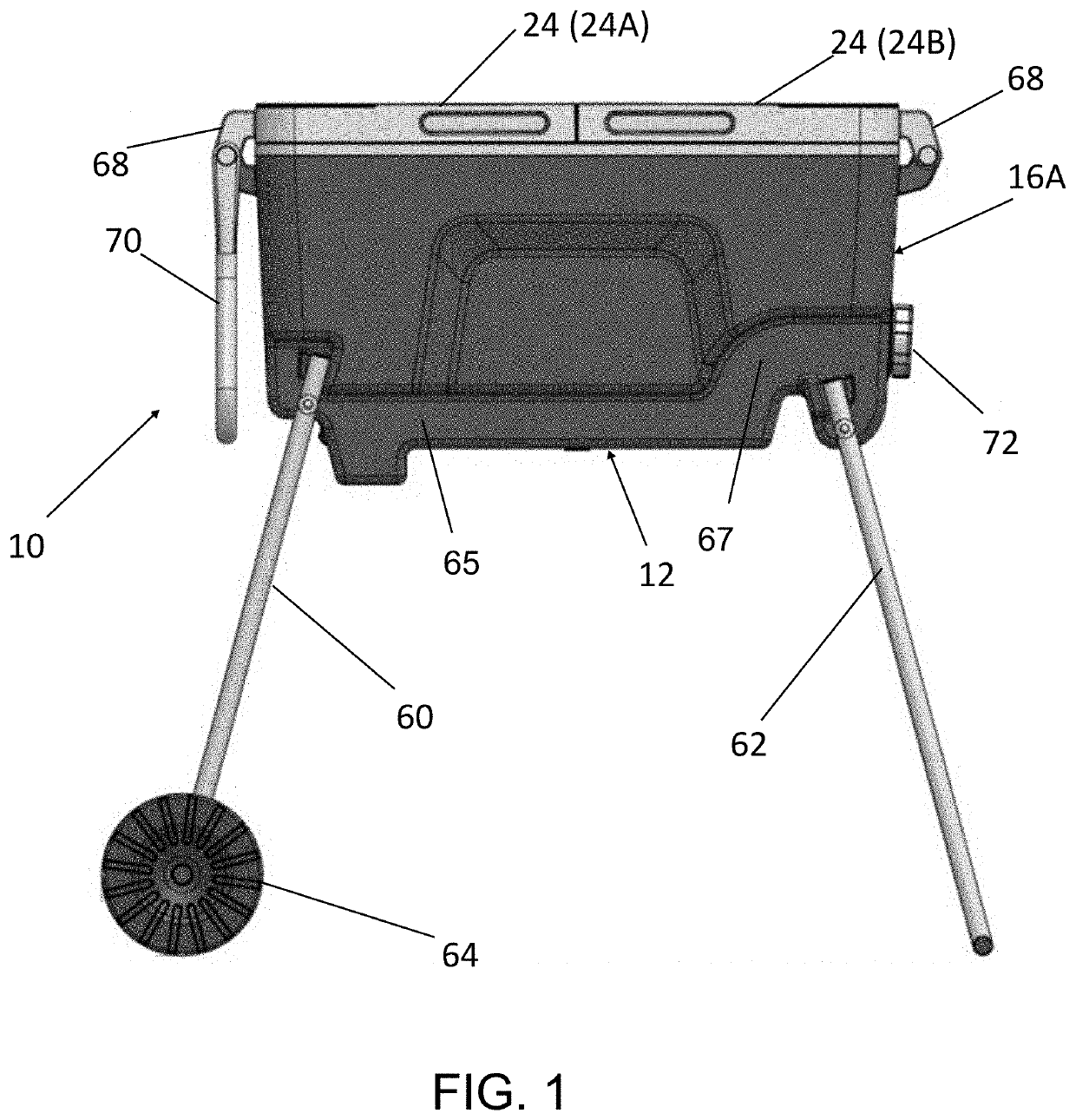 Portable rigid cooler and beverage dispenser with legs that extend and retract