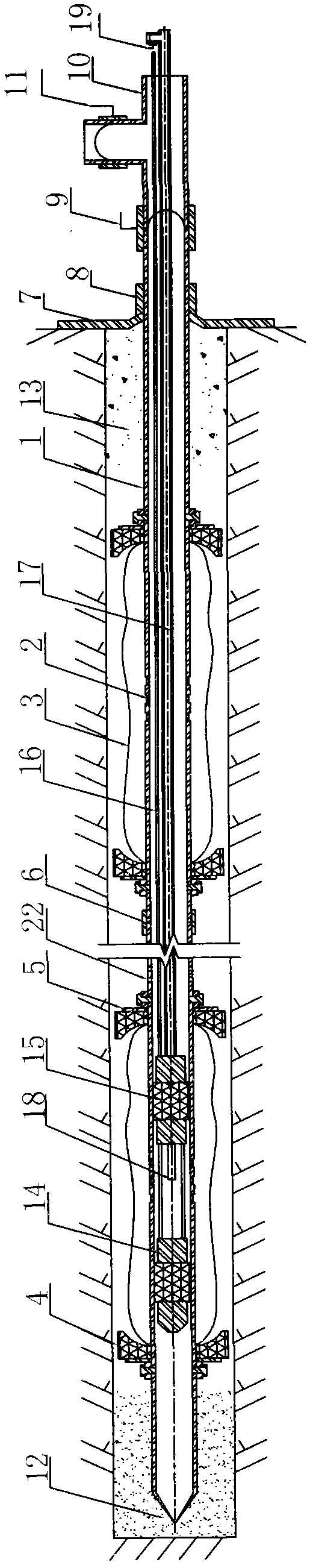 Mold bag grouting method and device for quickly and uniformly reinforcing soft stratum