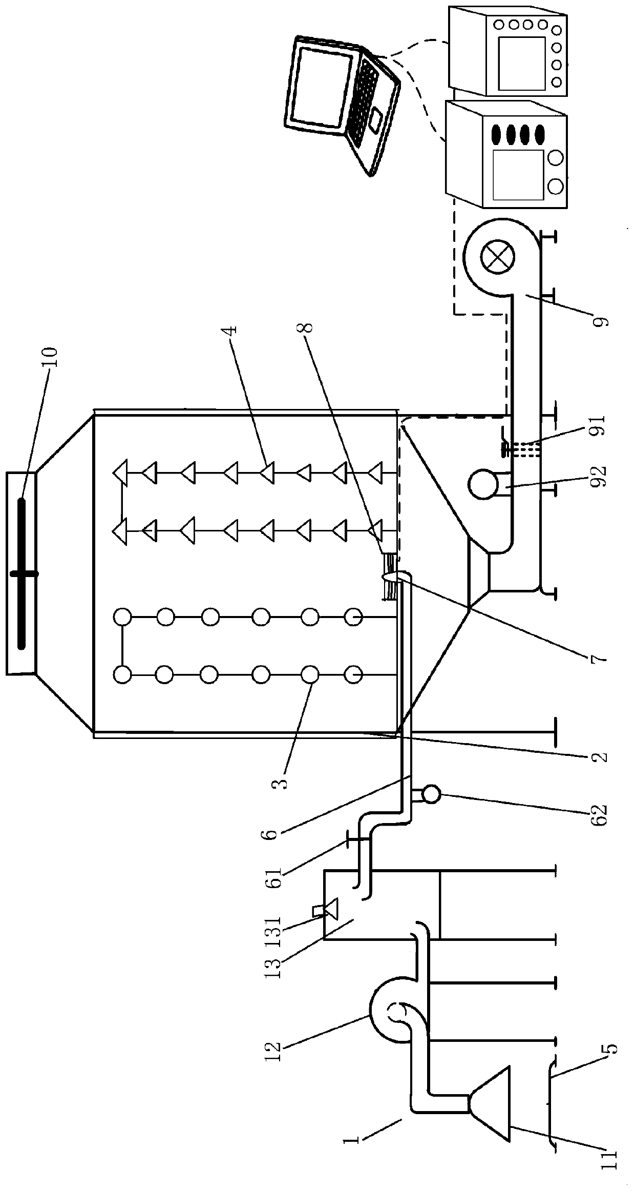 A simulation experiment device for welding fume diffusion and blowing ventilation control