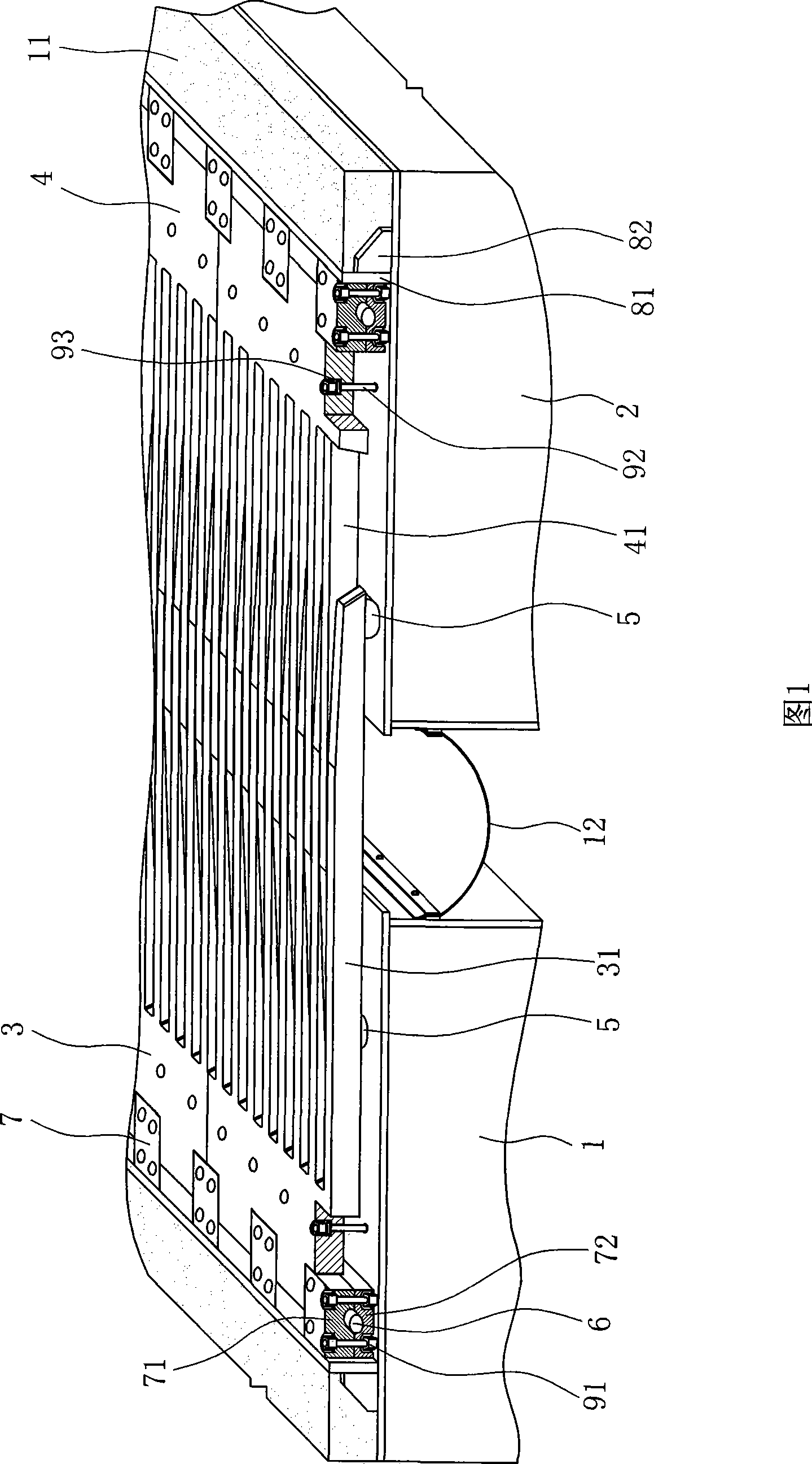 Bridge expansion joint device preventing extra large vertical rotation angle displacement