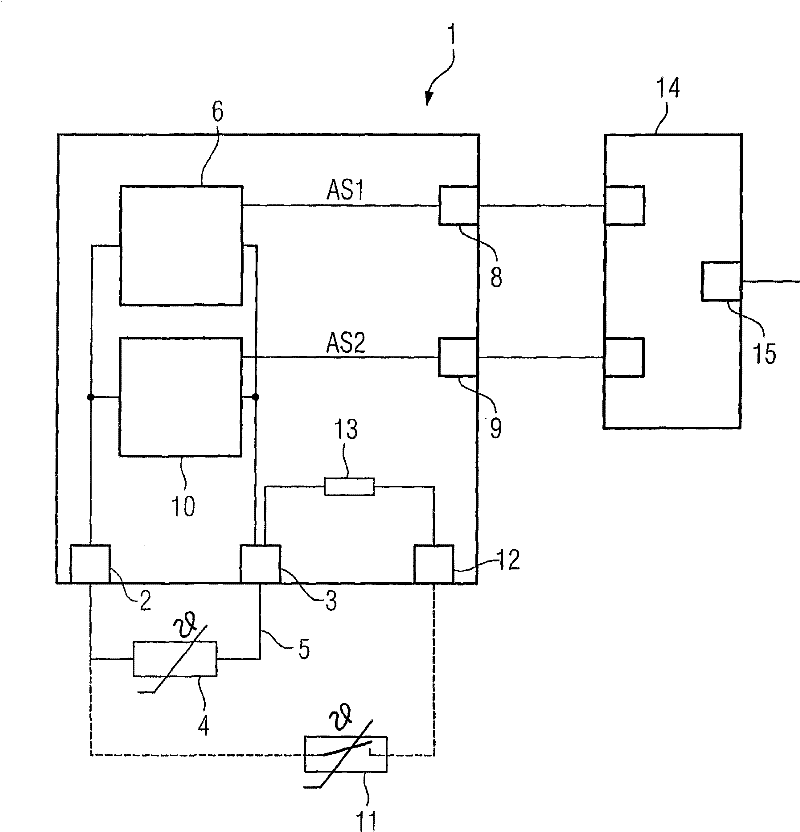 Protective circuit for protection of an appliance, in particular an electric motor, against thermal overloading