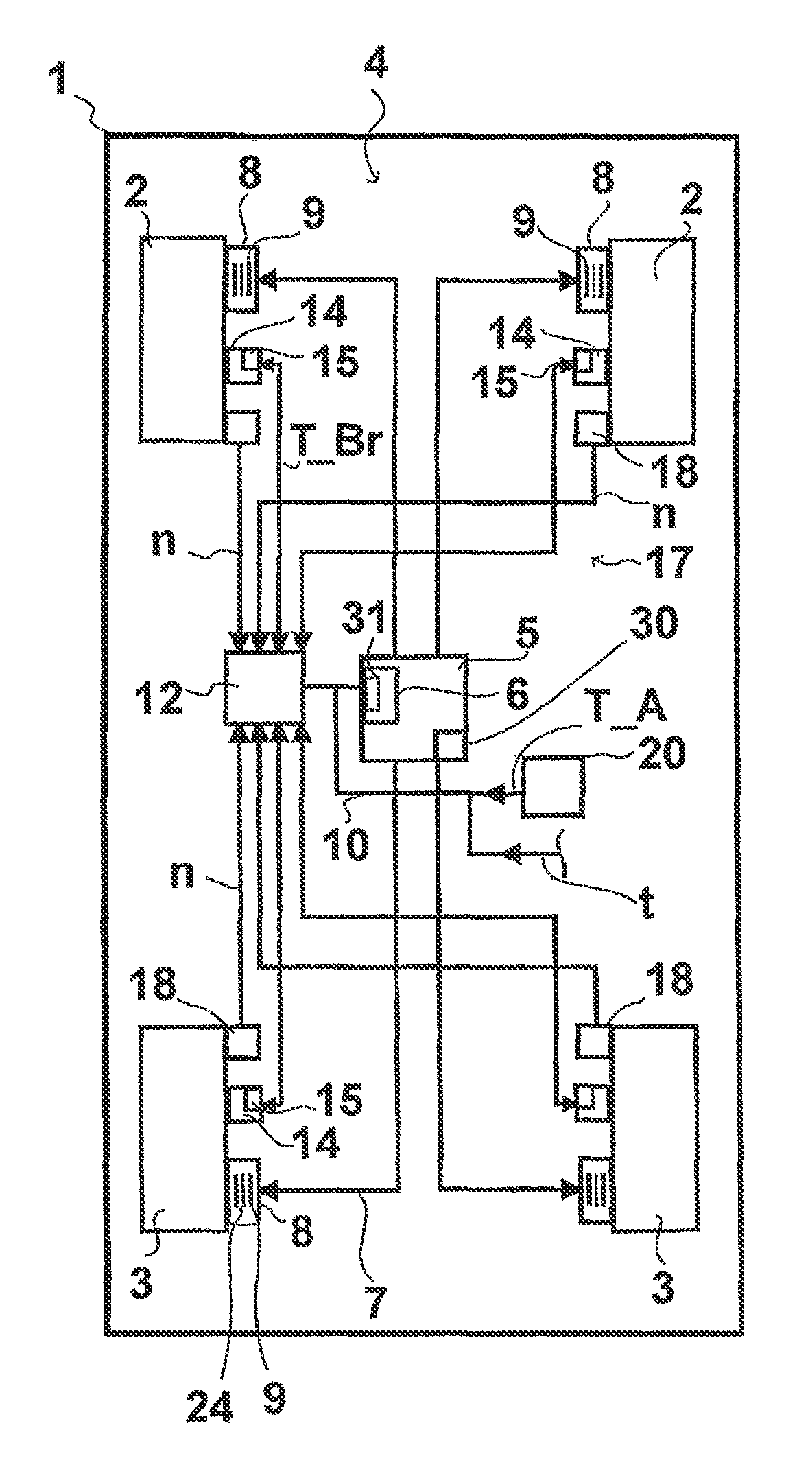 Tire pressure regulation and automatic repair method and system