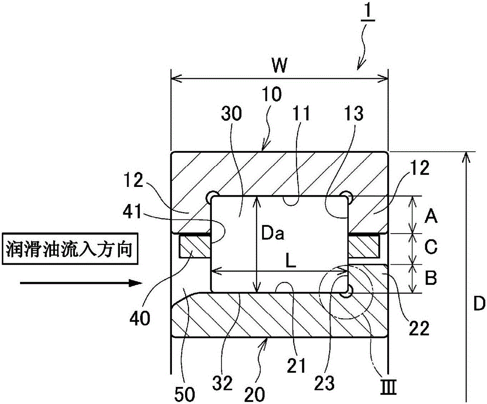 Cylindrical roller bearing and bearing device for transmission