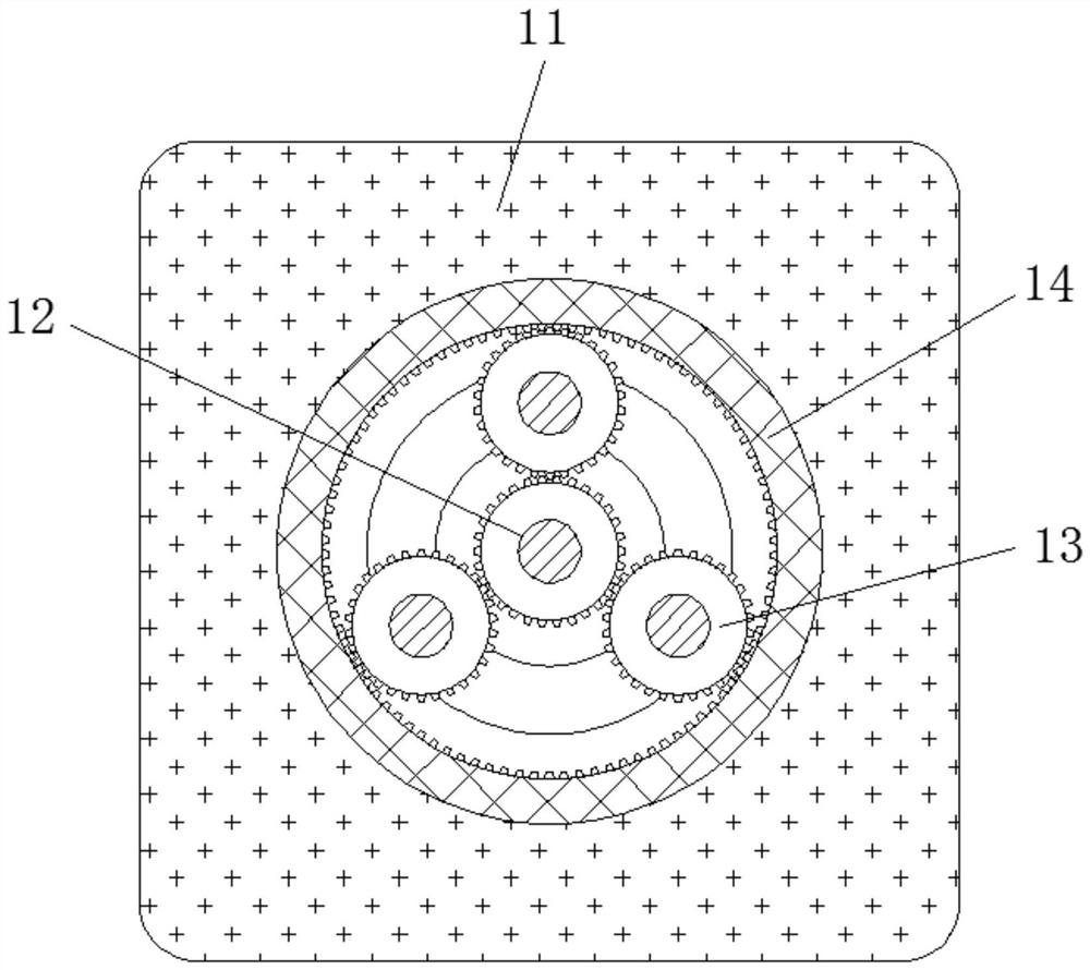 Wood board groove machining device based on planetary gear transmission principle