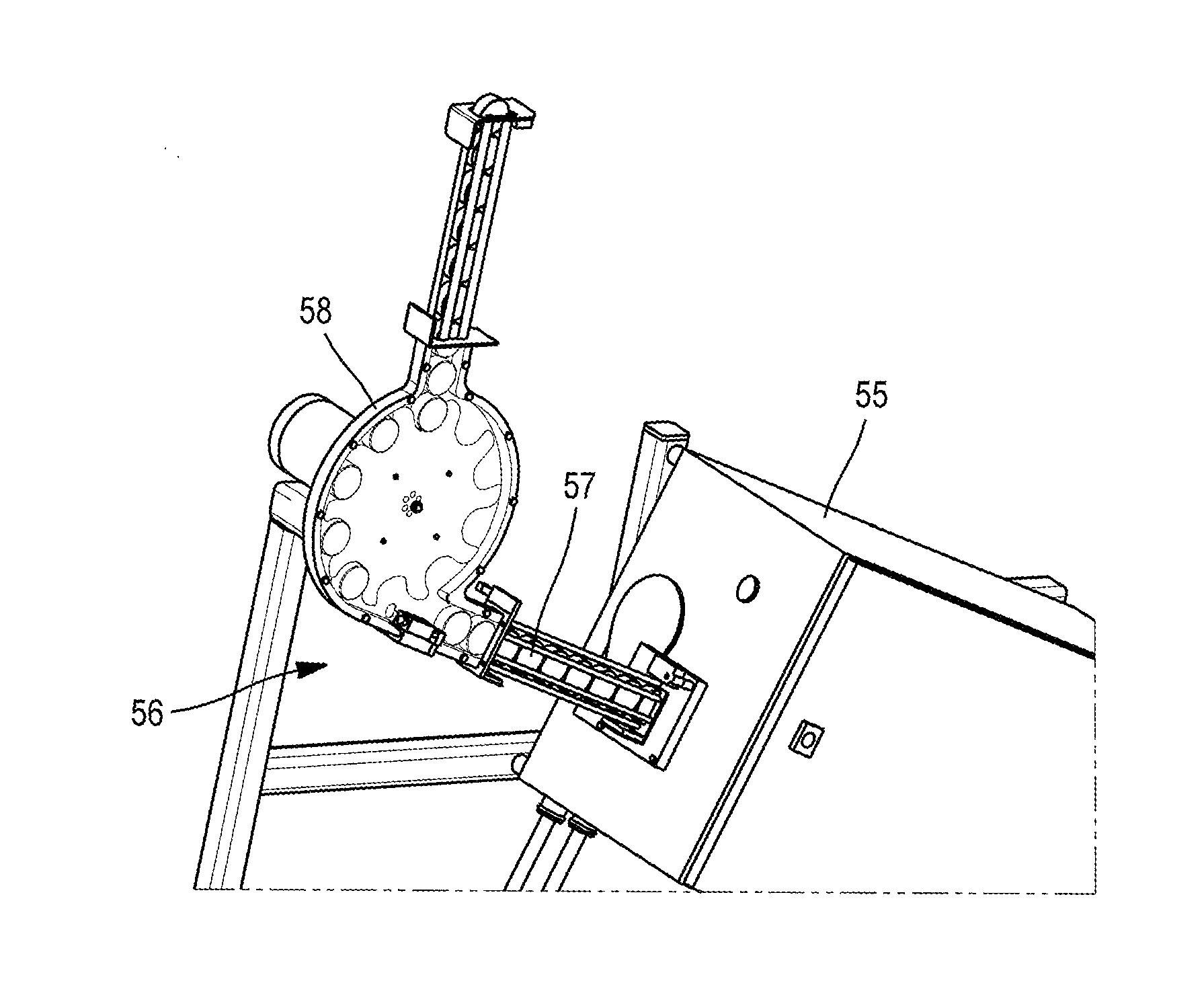 Device and method for the decontamination of hollow objects such as container caps using UV radiations