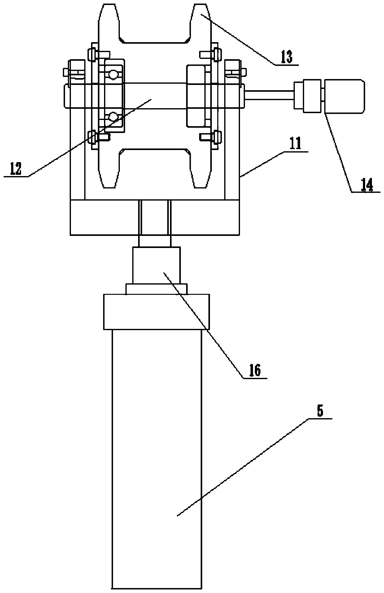 Supporting plate lifting device for mold shell chain injection machine