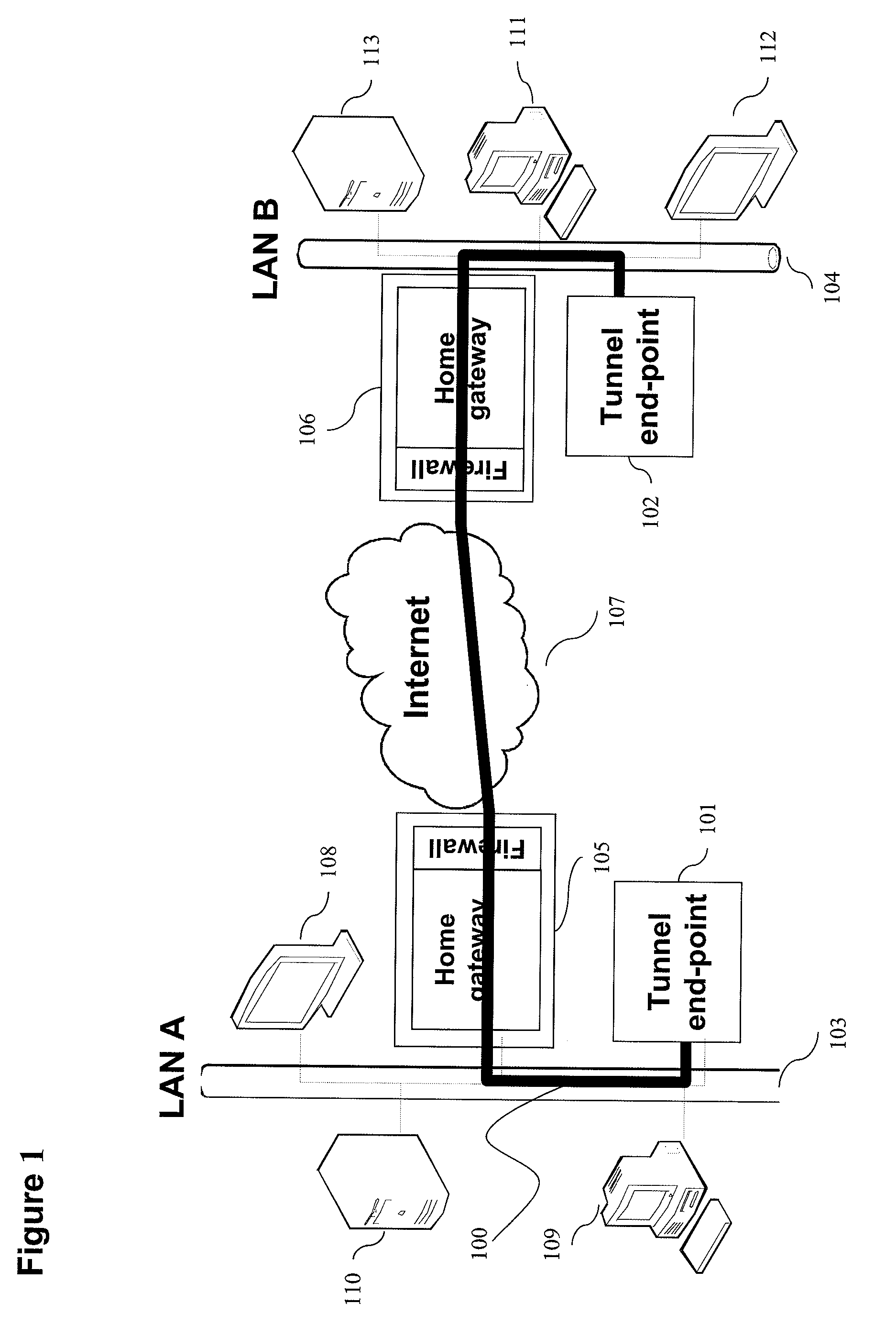 Method for managing a transmission of data streams on a transport channel of a tunnel, corresponding tunnel end-point and computer-readable storage medium
