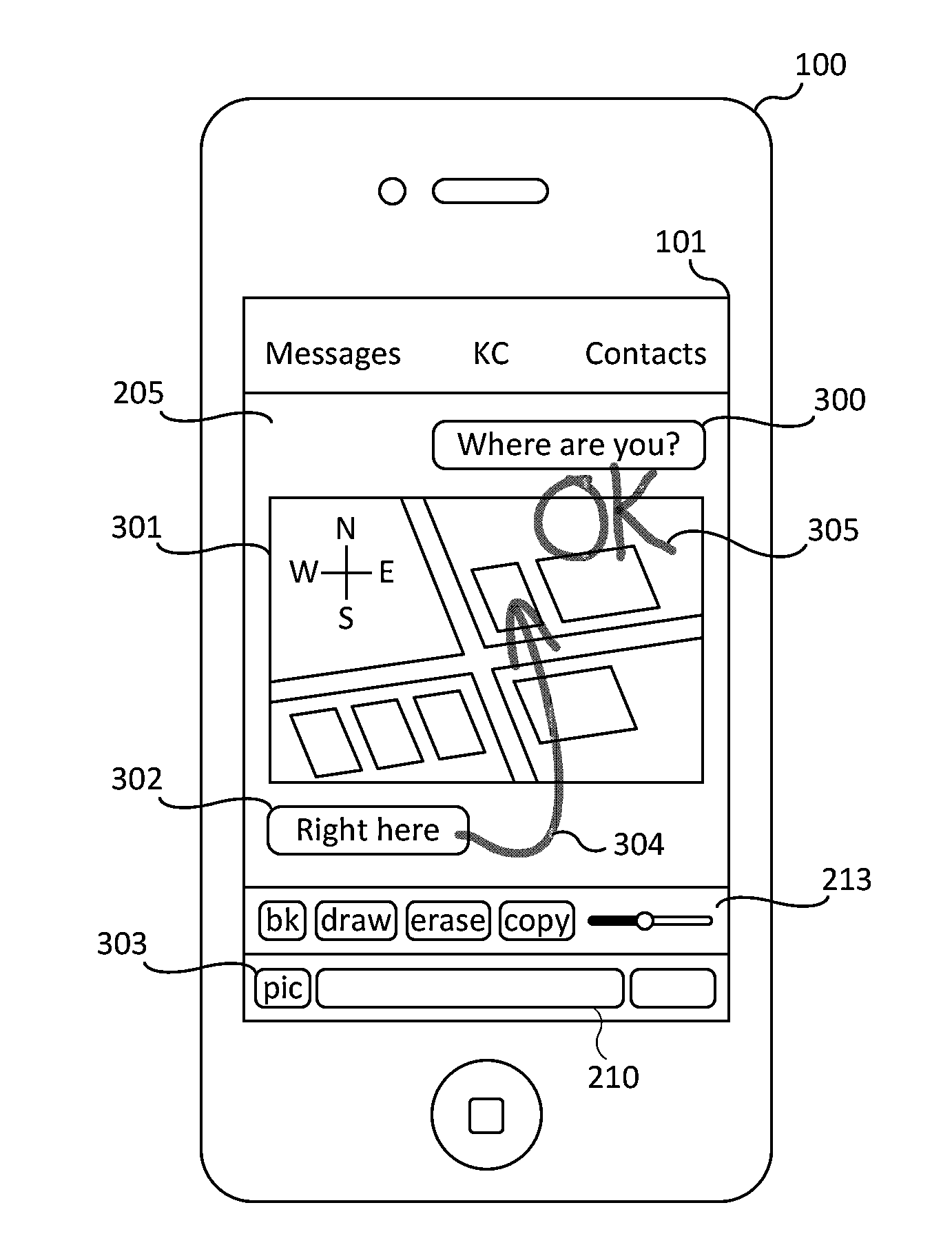 Messaging with drawn graphic input