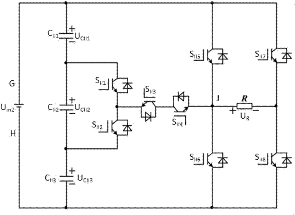 Double-T-type four-level inverter unit, application circuits containing double-T-type four-level inverter unit and modulation methods of circuits