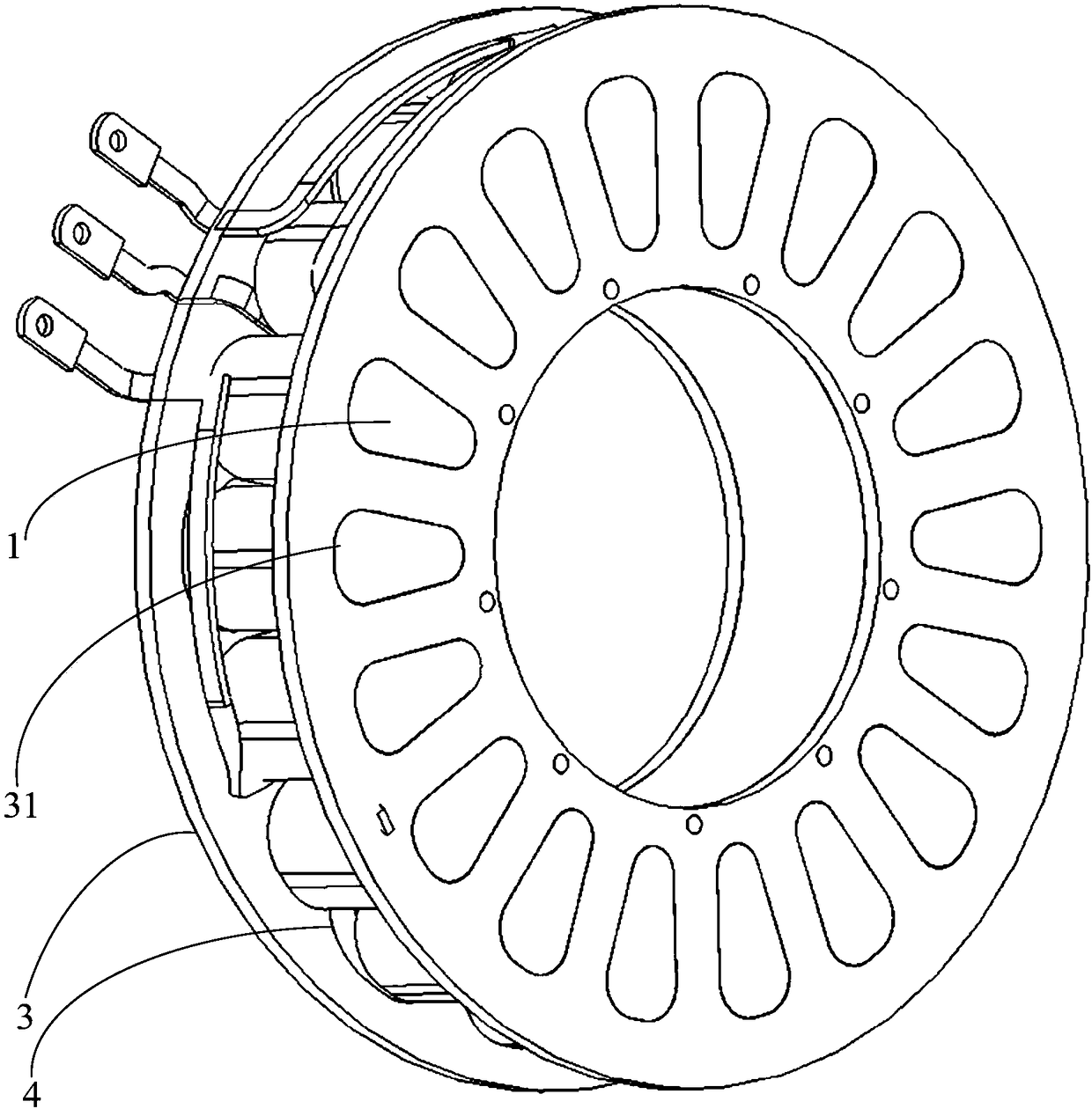 Stator iron core winding unit, stator assembly of disc type motor and disc type motor