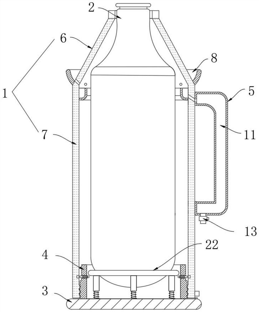 Water bottle shell structure capable of preventing lower liner from falling off