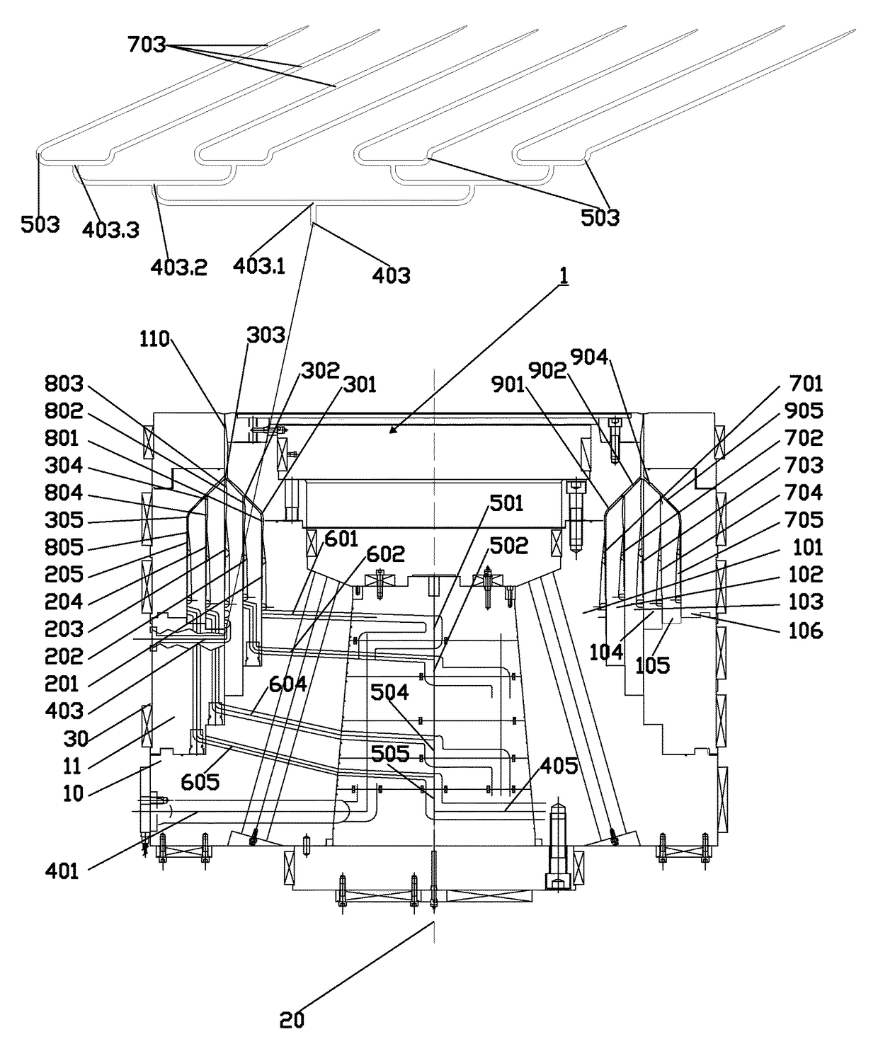 Concentric co-extrusion die for extruding a multilayer thermoplastic film