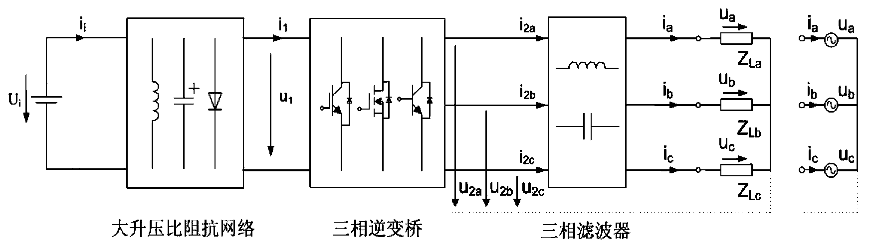Single-stage three-phase cascade voltage-type quasi-impedance source inverter with large step-up ratio