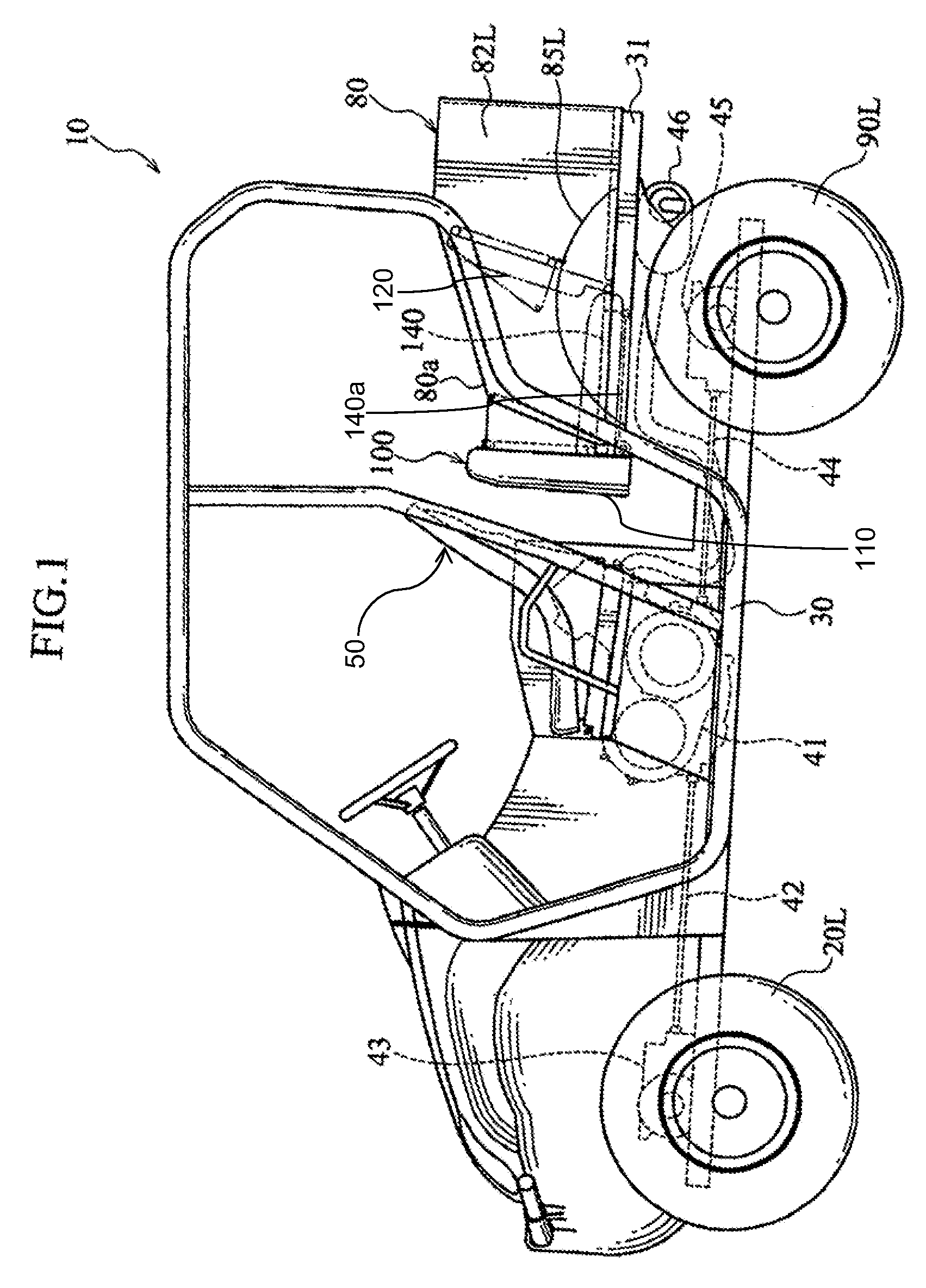 All terrain vehicle with folding rear seat and enclosed container compartment