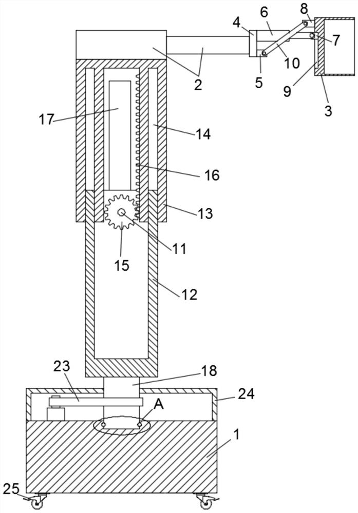 A multi-angle adjustable material handling device