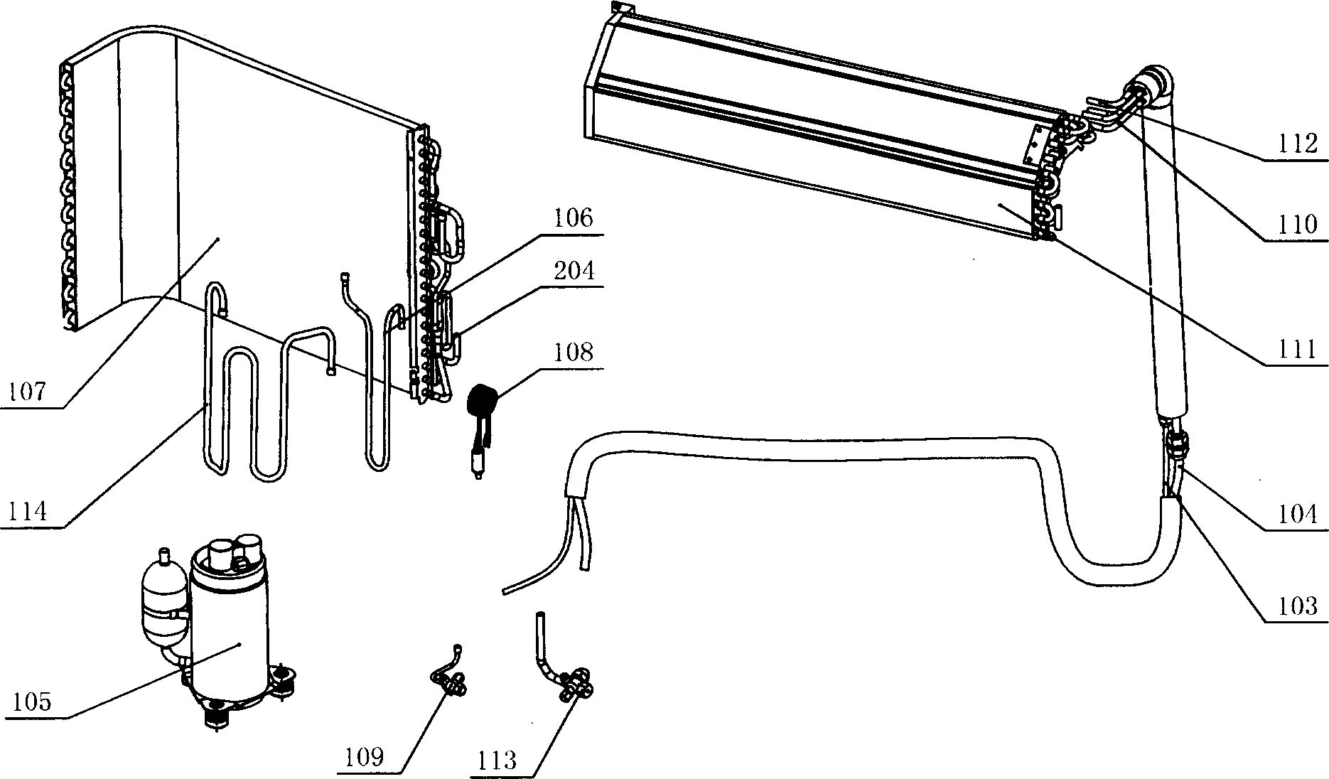 Split air conditioner with aluminium-made refrigeration pipeline