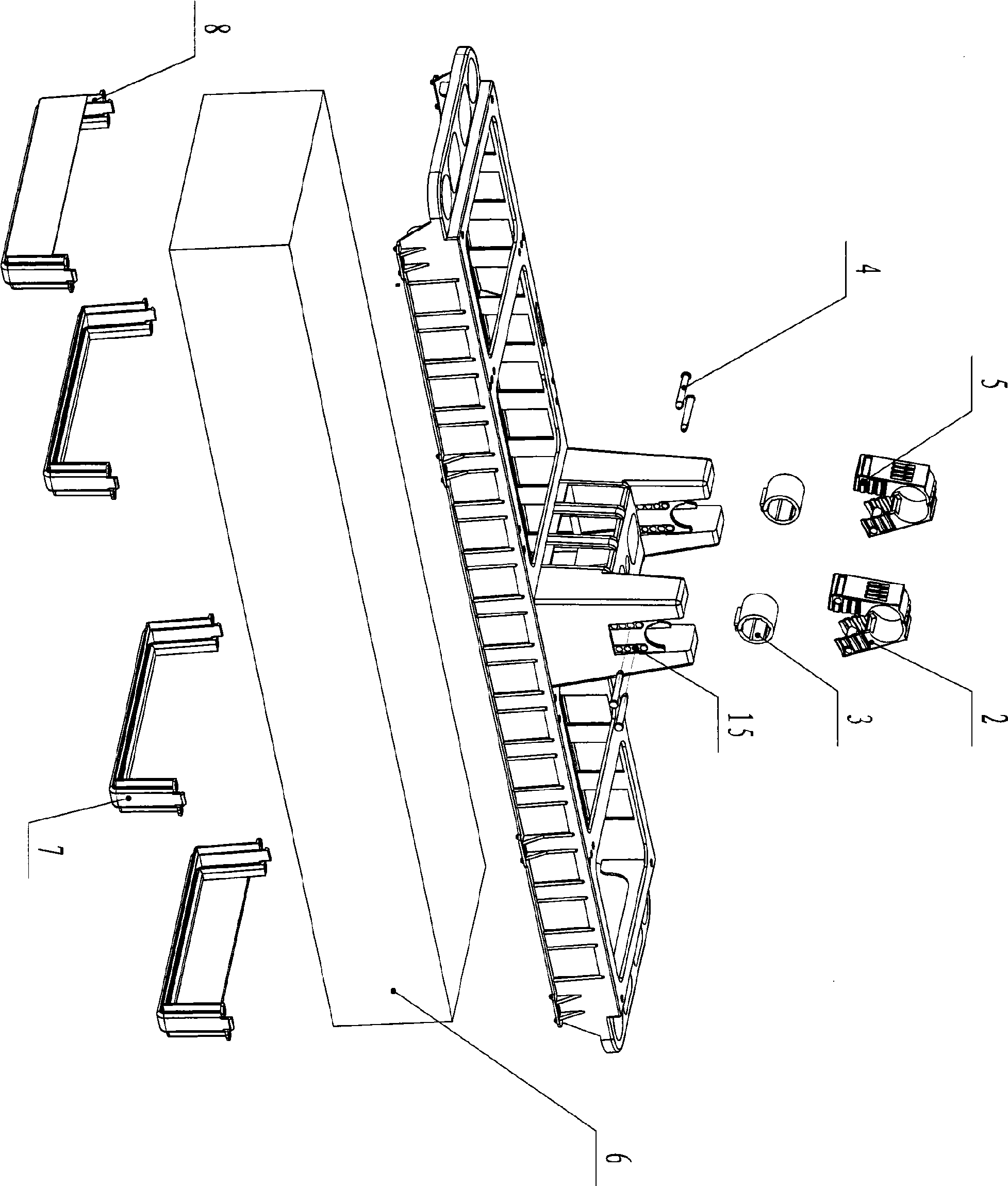 Bracket with floating body of waterwheel type oxygen increasing machine with bearing support