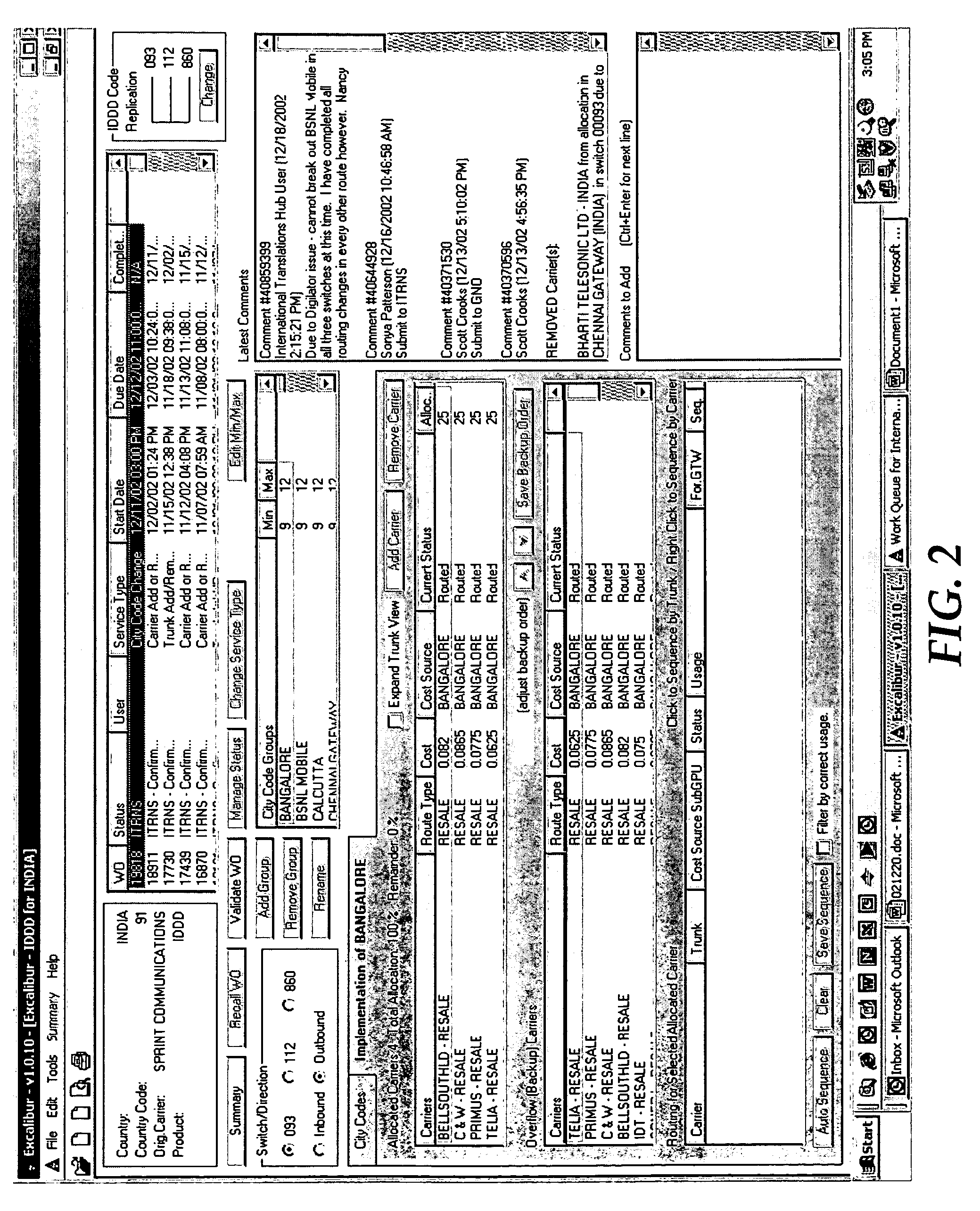 Method and system for determining a least cost path for routing international communications traffic