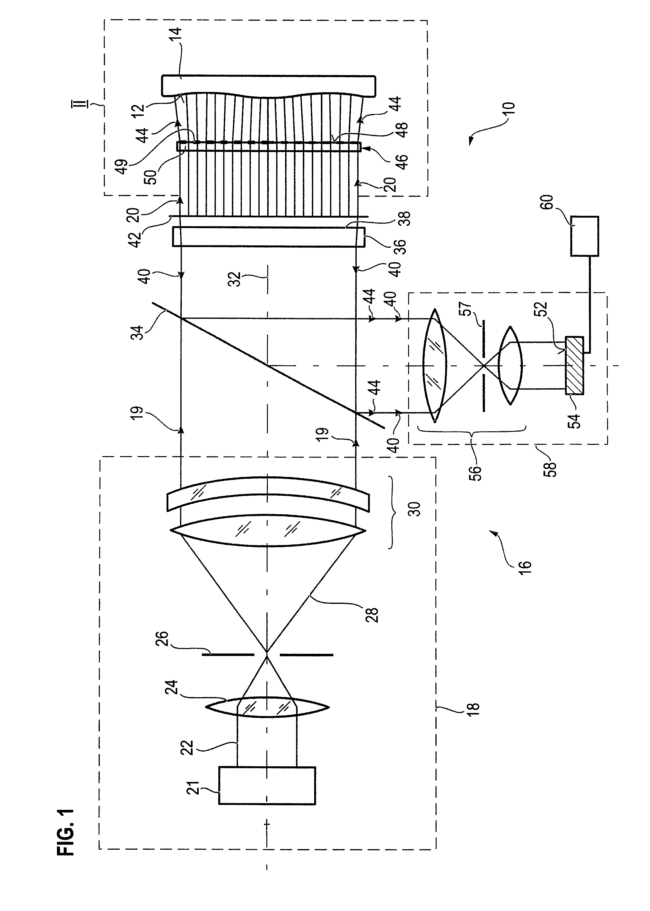 Optical element and method of calibrating a measuring apparatus comprising a wave shaping structure