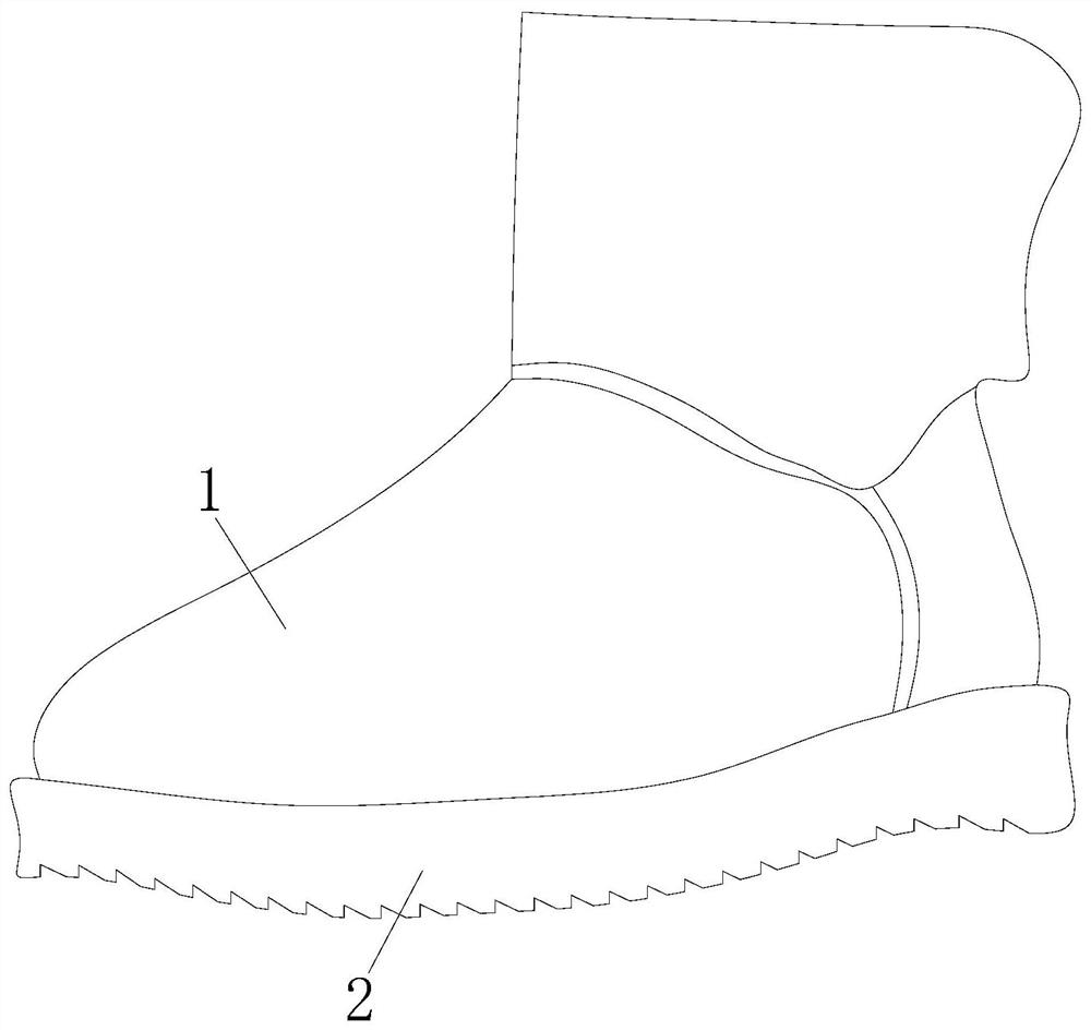 Anti-glue-failure snow boots and anti-glue-failure method thereof