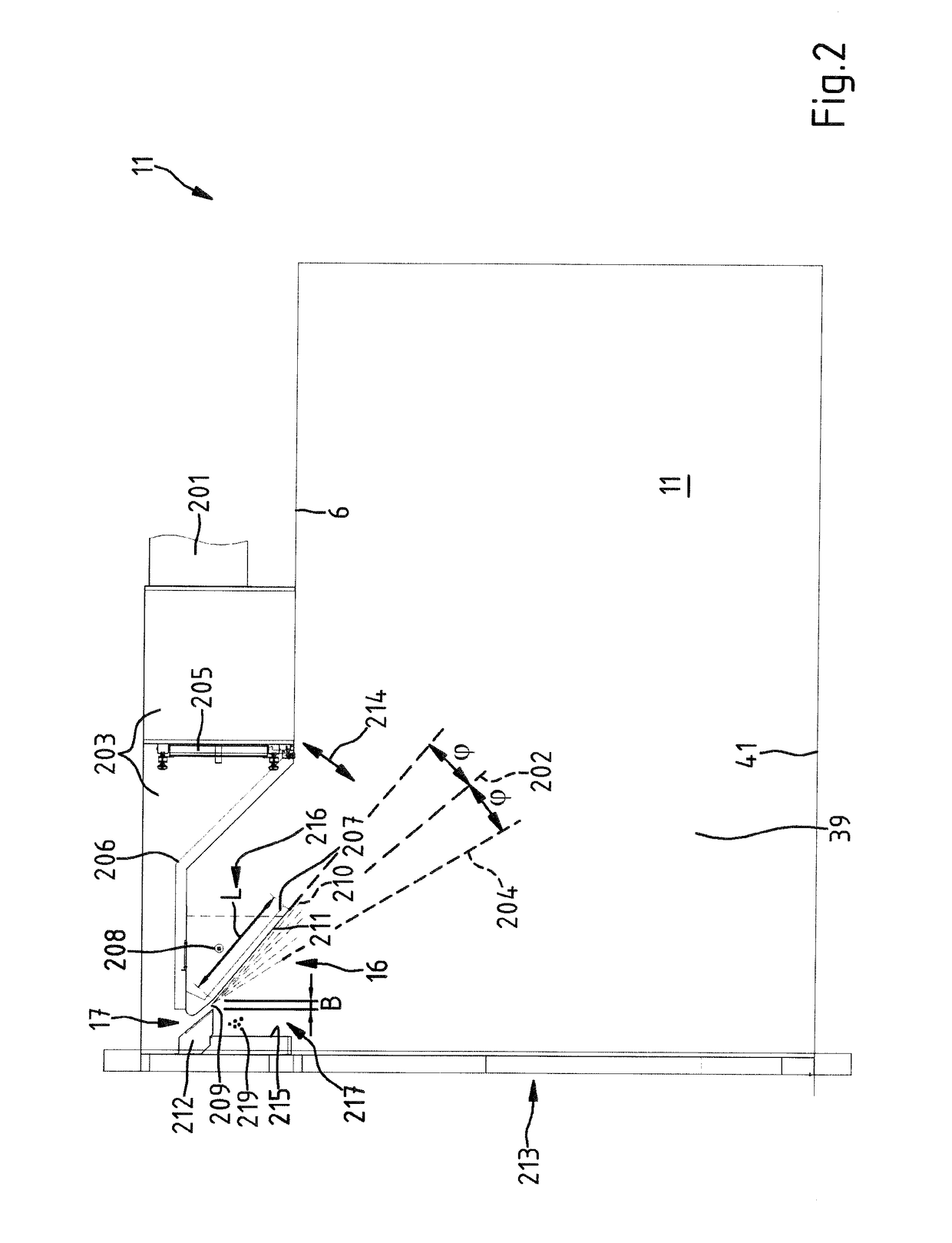 System having a process chamber for workpieces