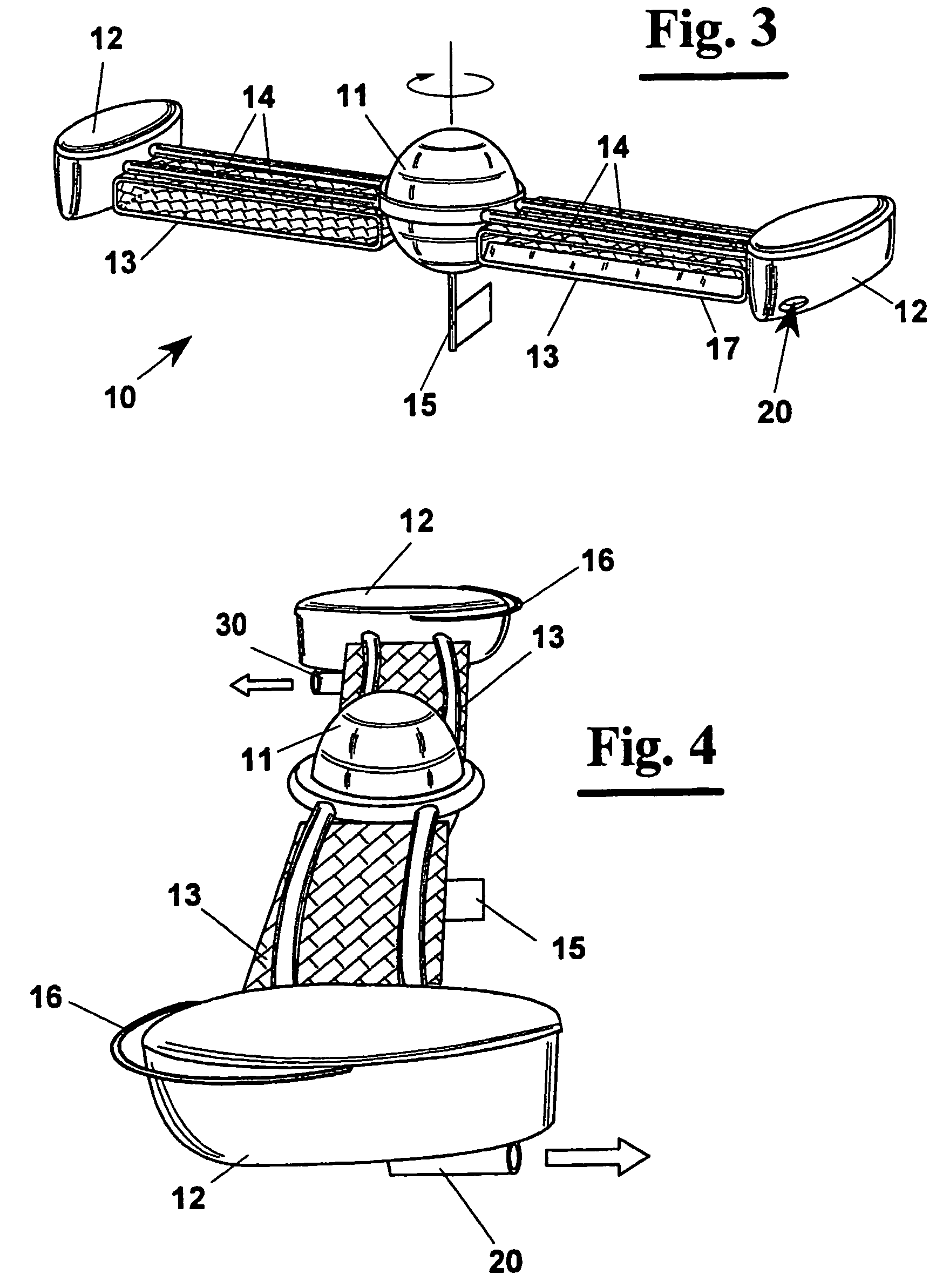 Self-propelled floating device for cleaning water surfaces