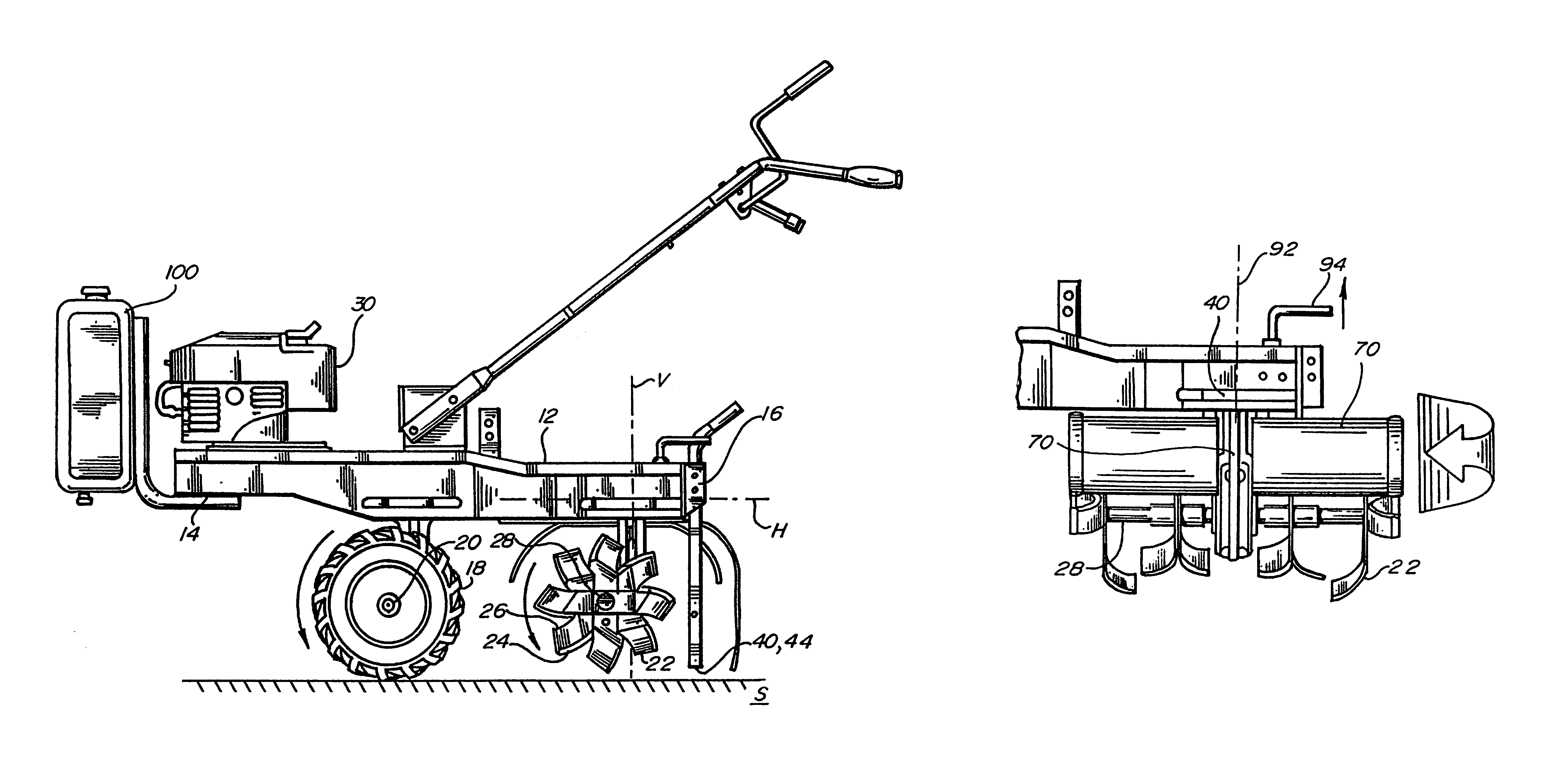 Convertible rear-tine tiller