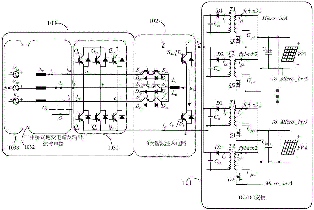 High-efficiency wide-load-range three-phase micro-inverter and control method thereof