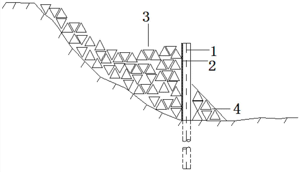 Pile group permeable members used for vertical bank revetment and construction method thereof