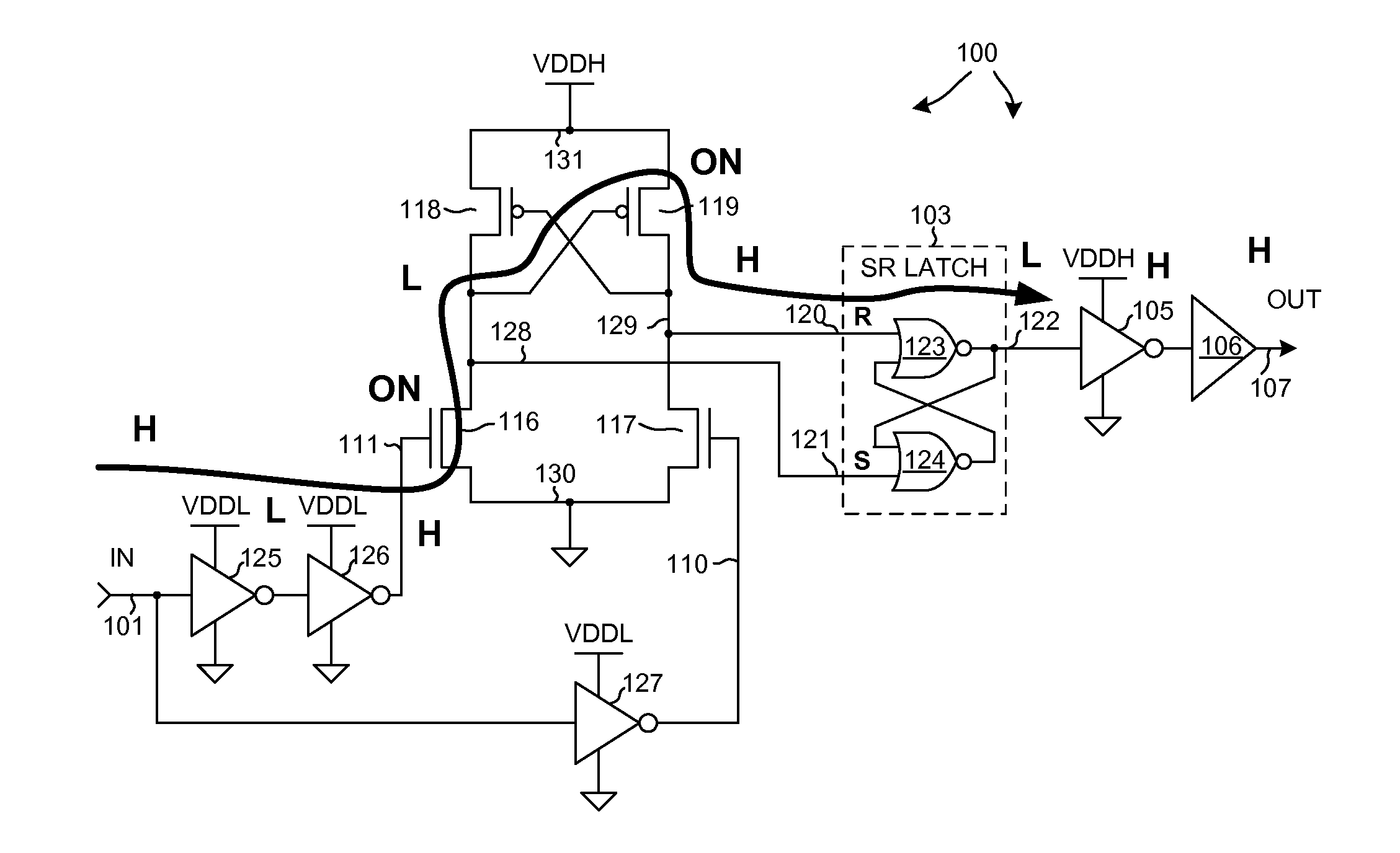 Level shifter having low duty cycle distortion