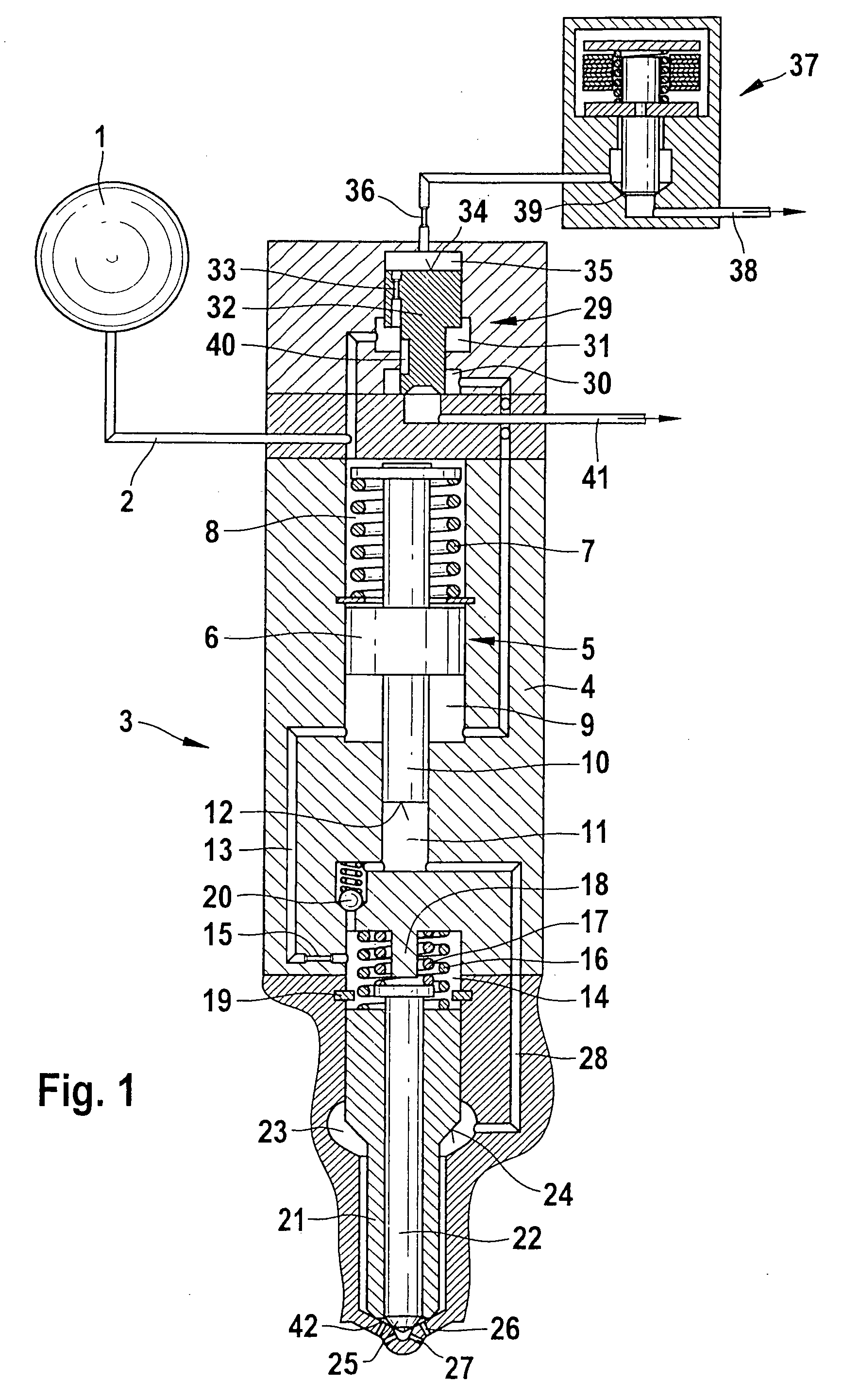 Method and device for shaping the injection pressure in a fuel injector