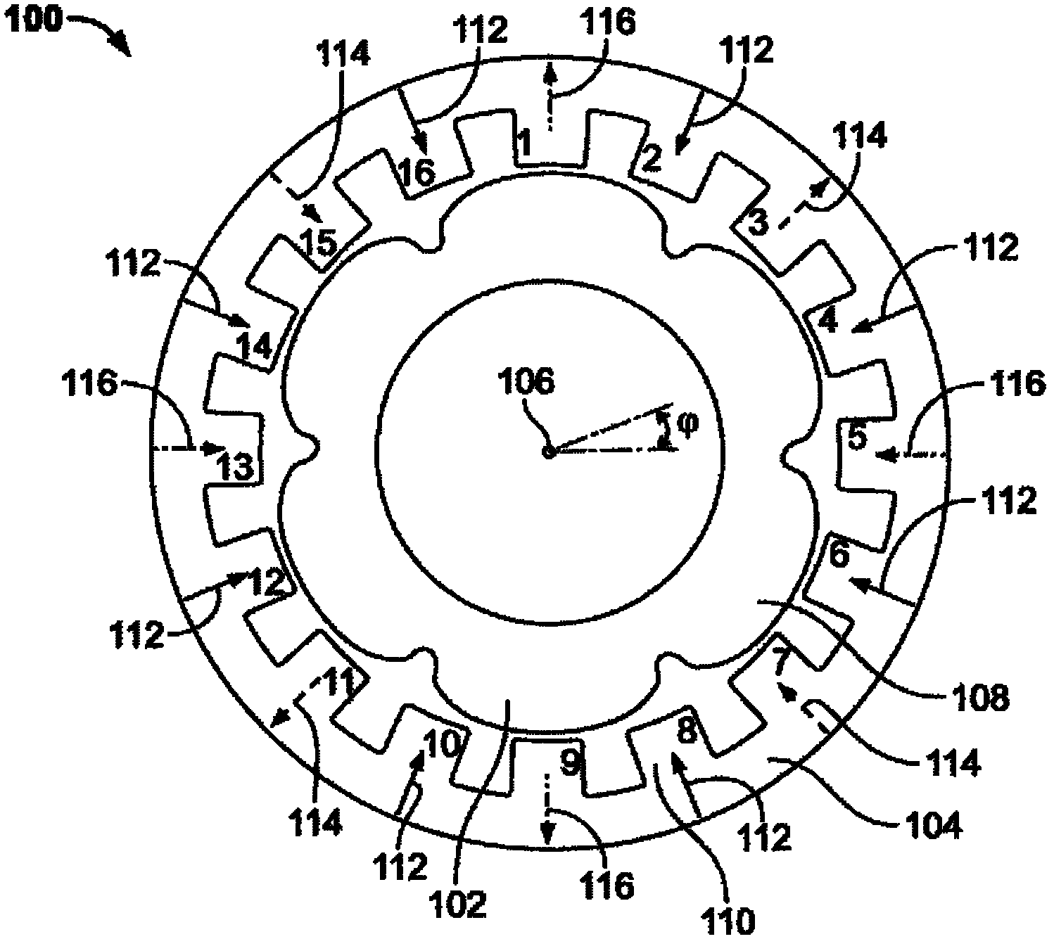 Magnetoelectronic angle sensor, in particular a reluctance resolver