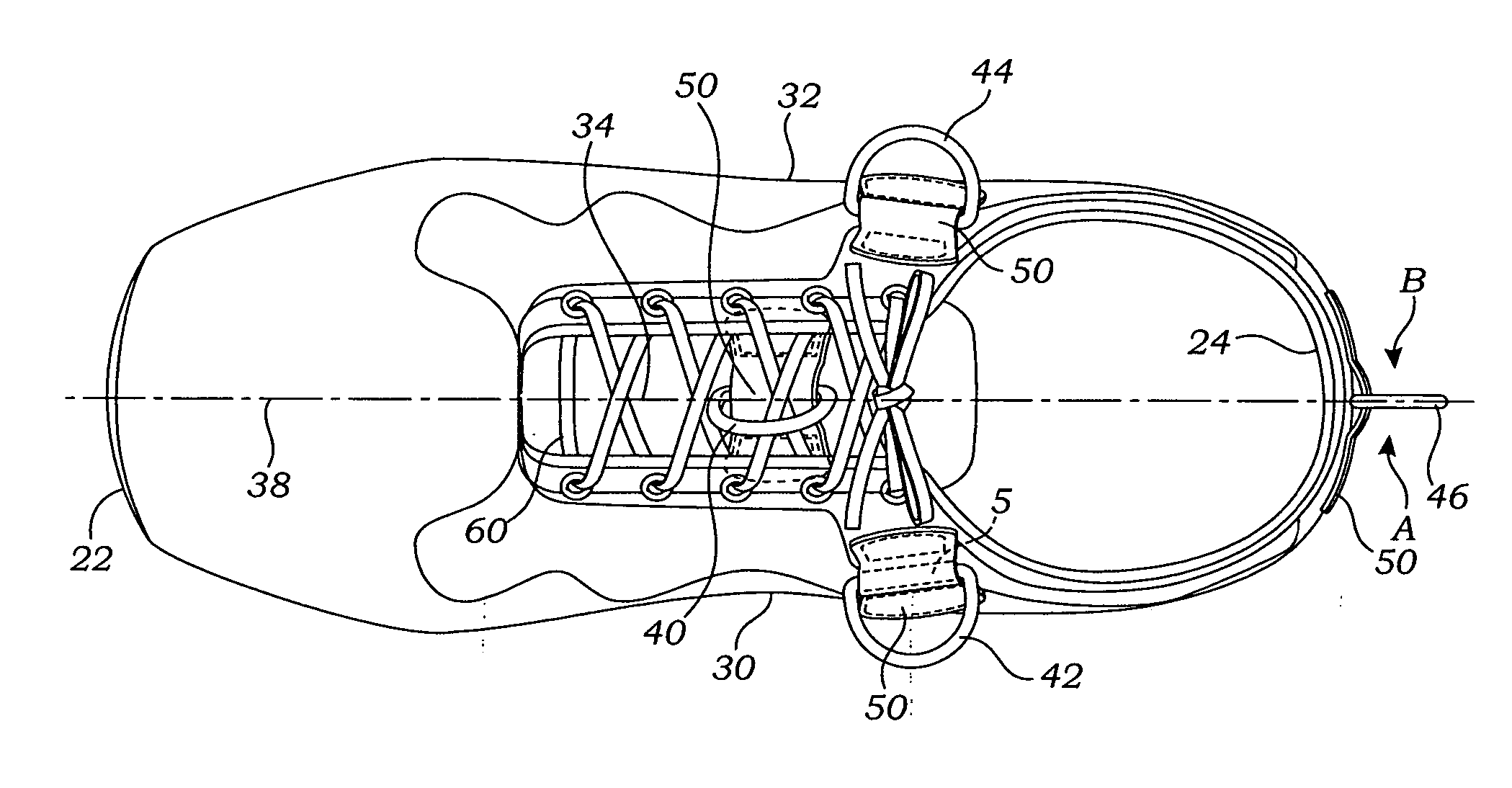 Training shoe with swivel attachment points and method of use