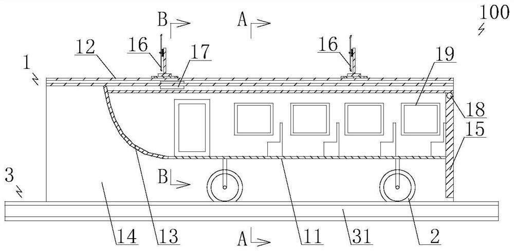 High-speed dynamic pressure air floatation rail vehicle and rail structure thereof