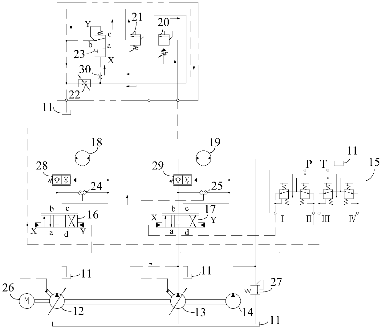 Hydraulic control system of luffing crane