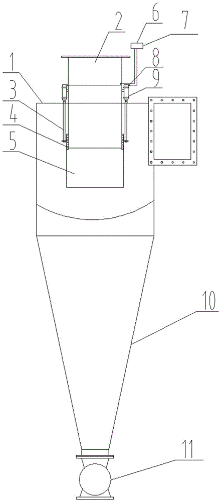 An adjustable liner device for a cyclone dust collector