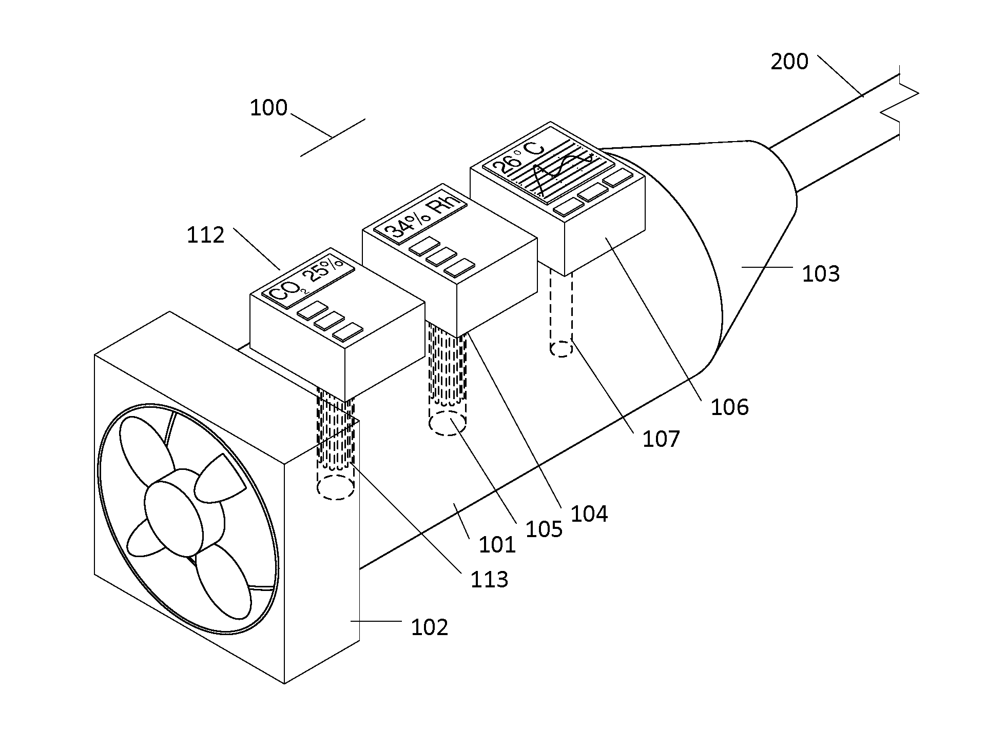 Pumped Air Relative Humidity and Temperature Sensing System with Optional Gas Assay Functionality